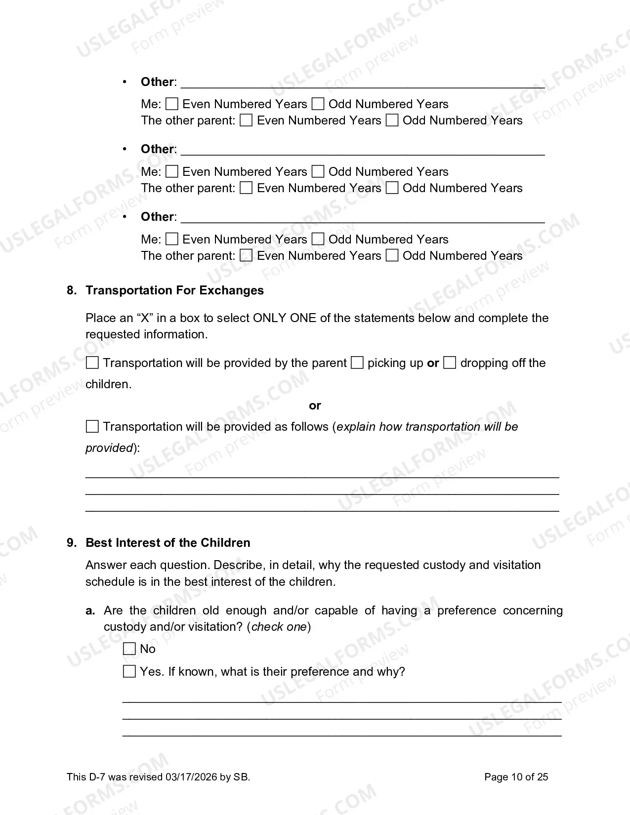 Preview D-7 Divorce Complaint with Minor Children