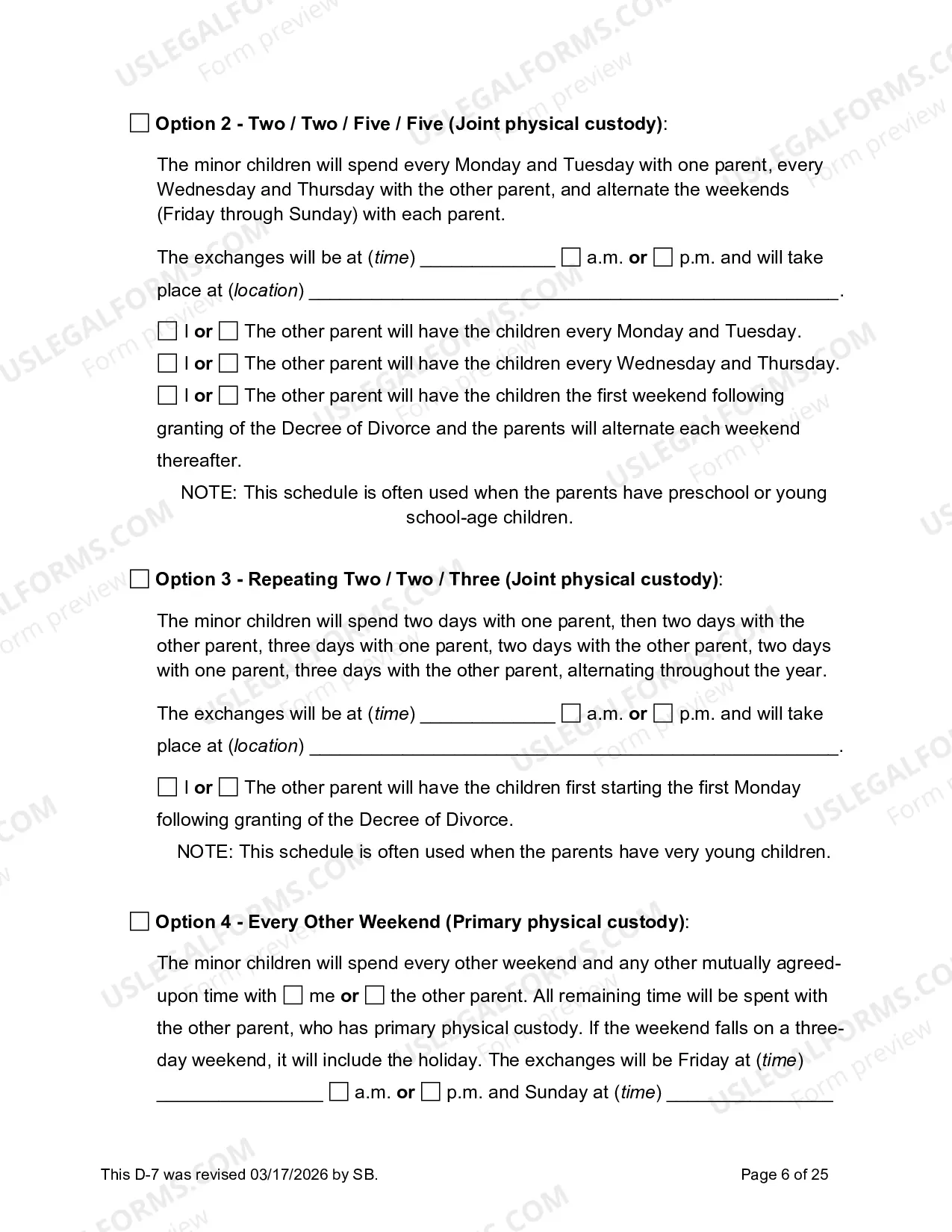 Preview D-7 Divorce Complaint with Minor Children