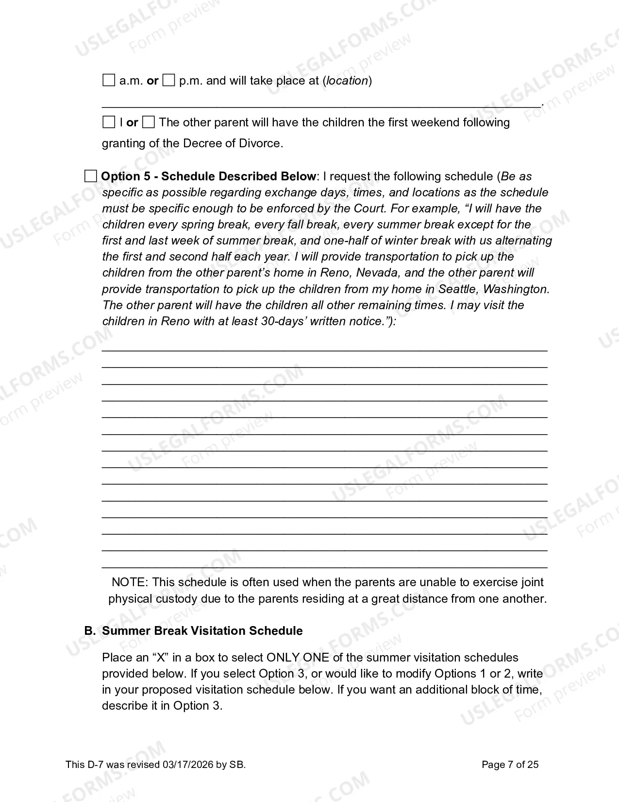 Preview D-7 Divorce Complaint with Minor Children