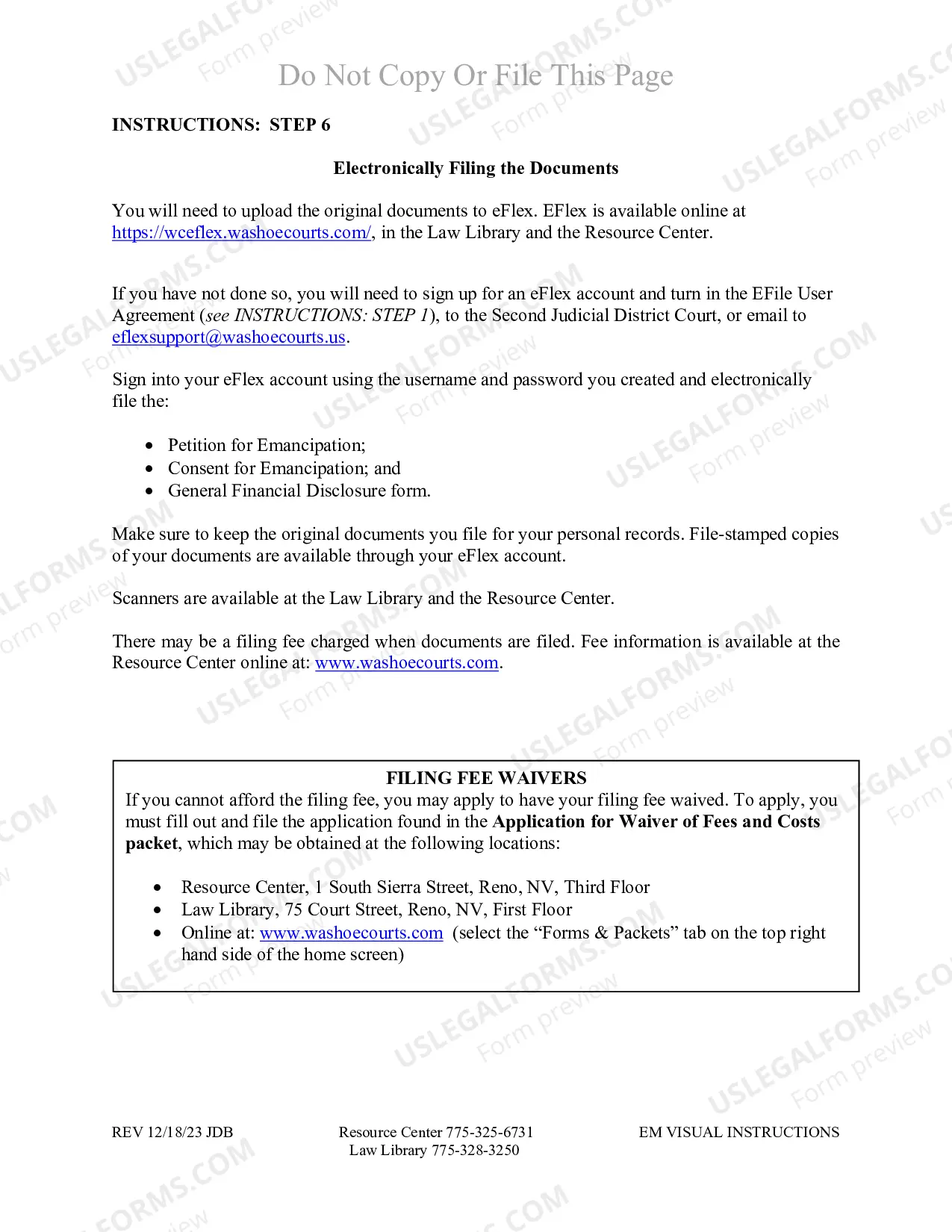 Preview Emancipation Packet for Washoe County Nevada