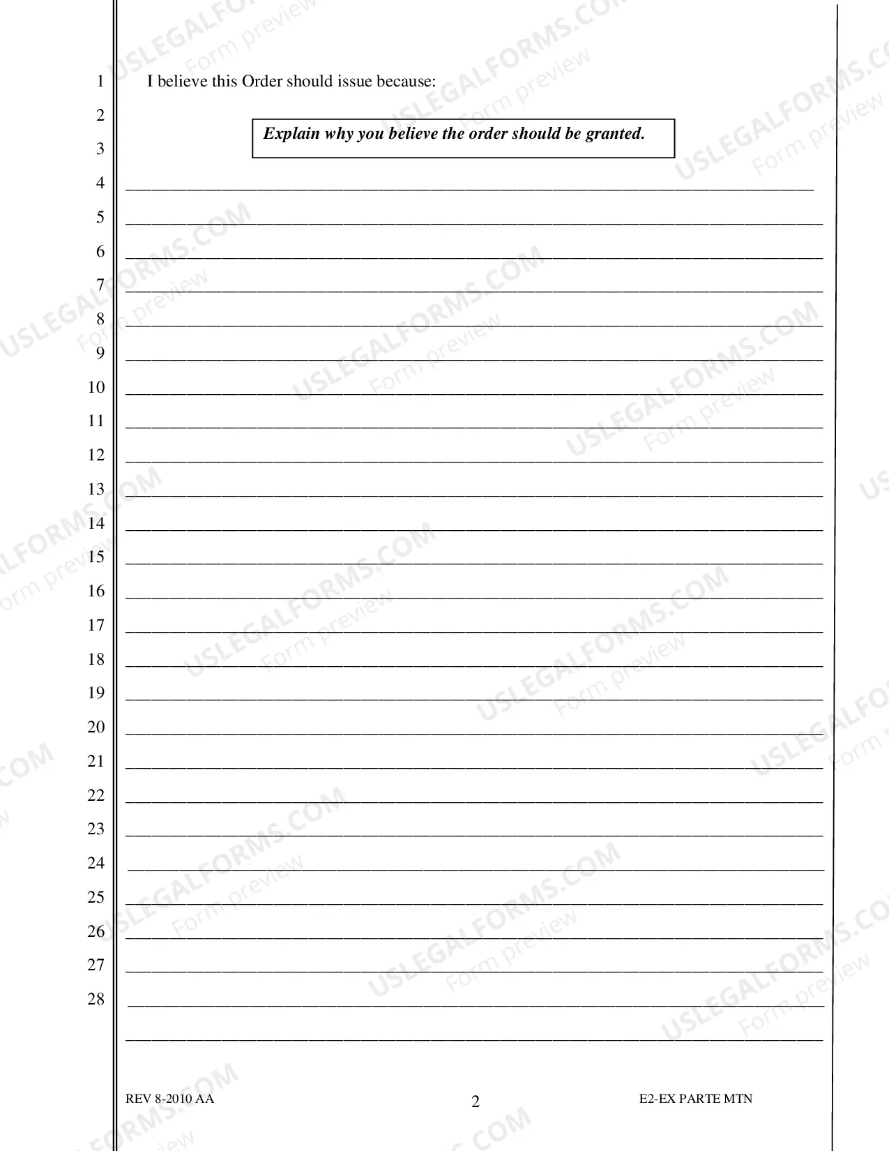 Preview E-2 - Ex Parte Motion for General Use