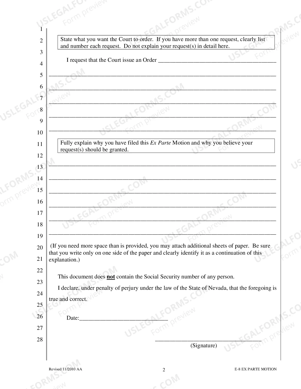 Preview E-8 - Ex Parte Motion Non Emergency