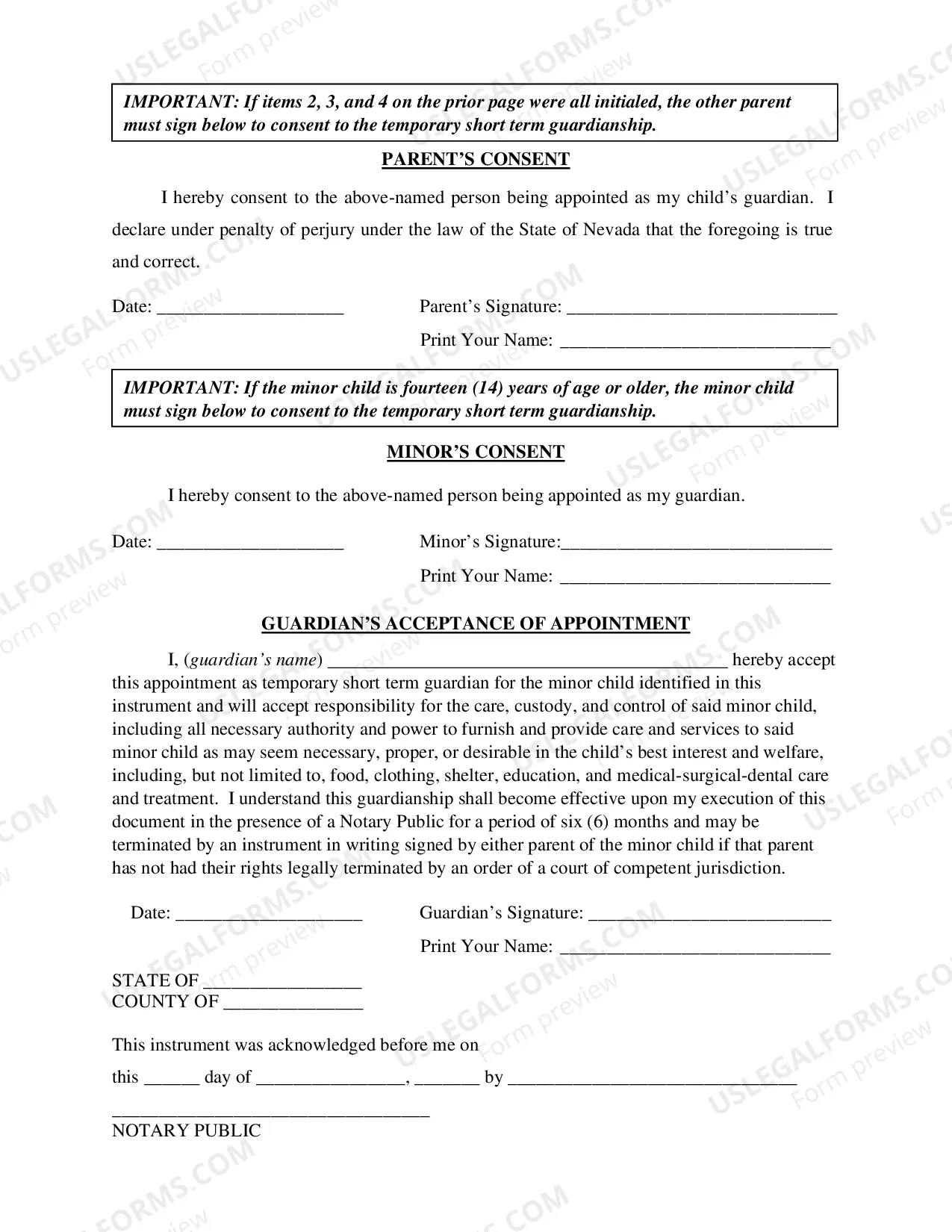 Preview G-9 Six Month Informal Temporary Guardianship