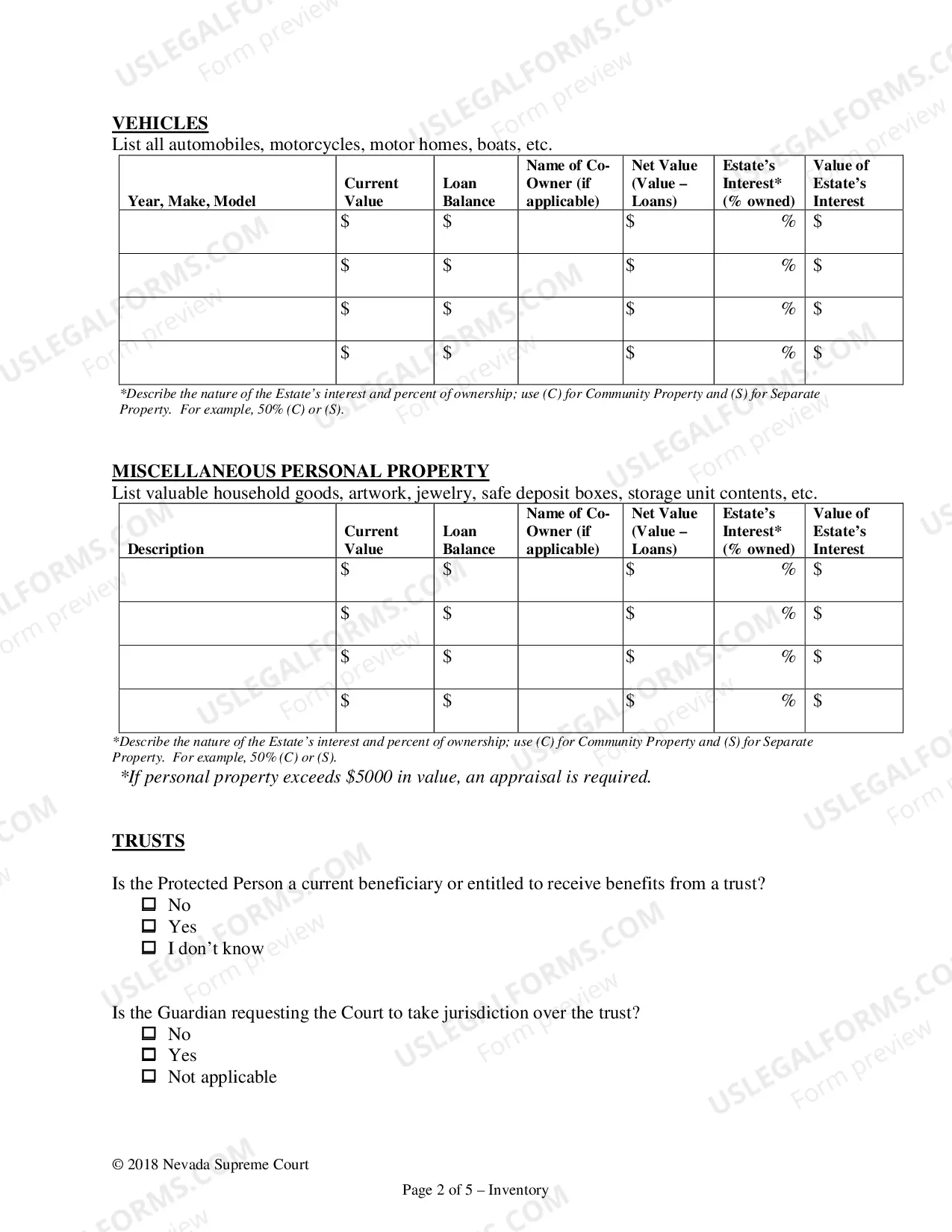 Preview Inventory, Appraisal and Record of Value