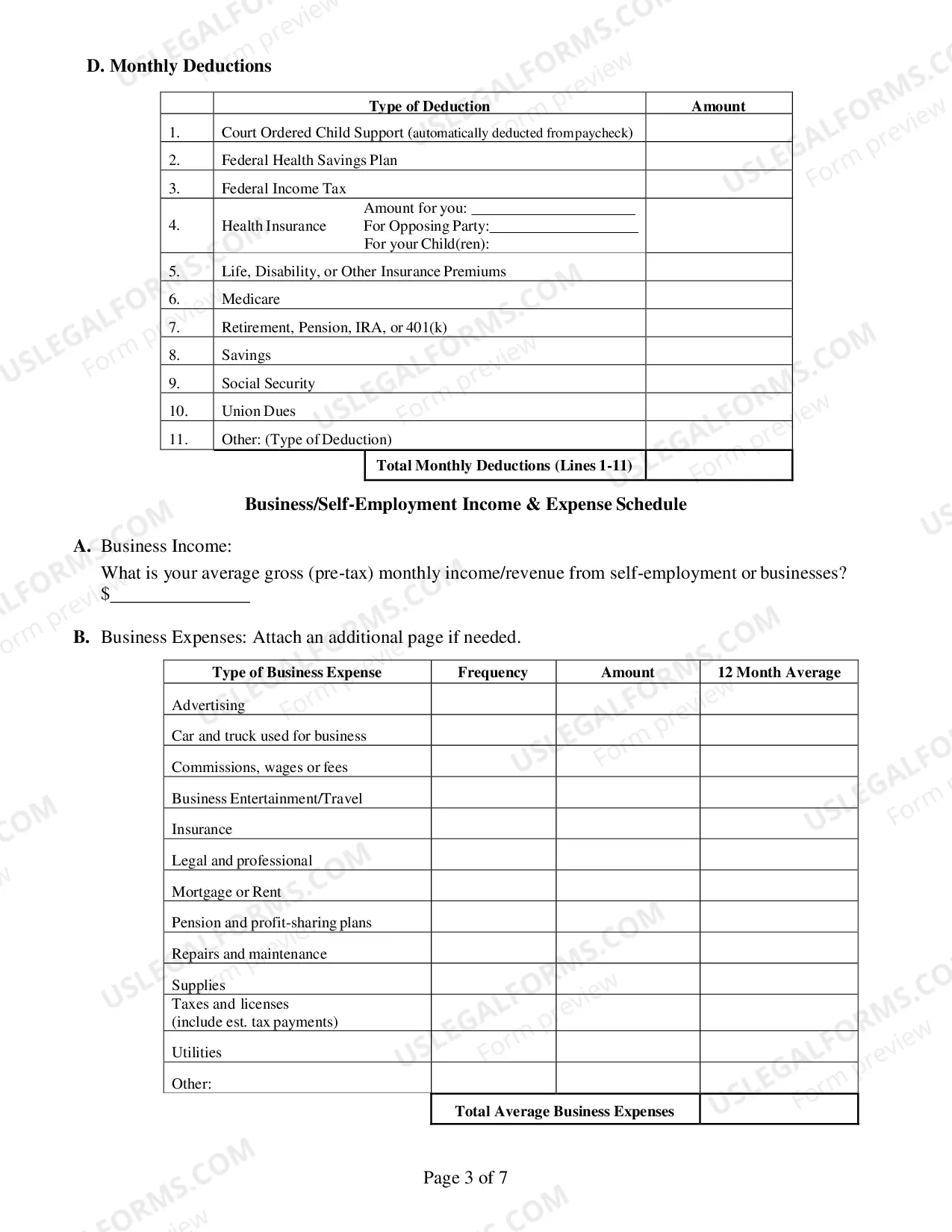 Preview General Financial Disclosure Form