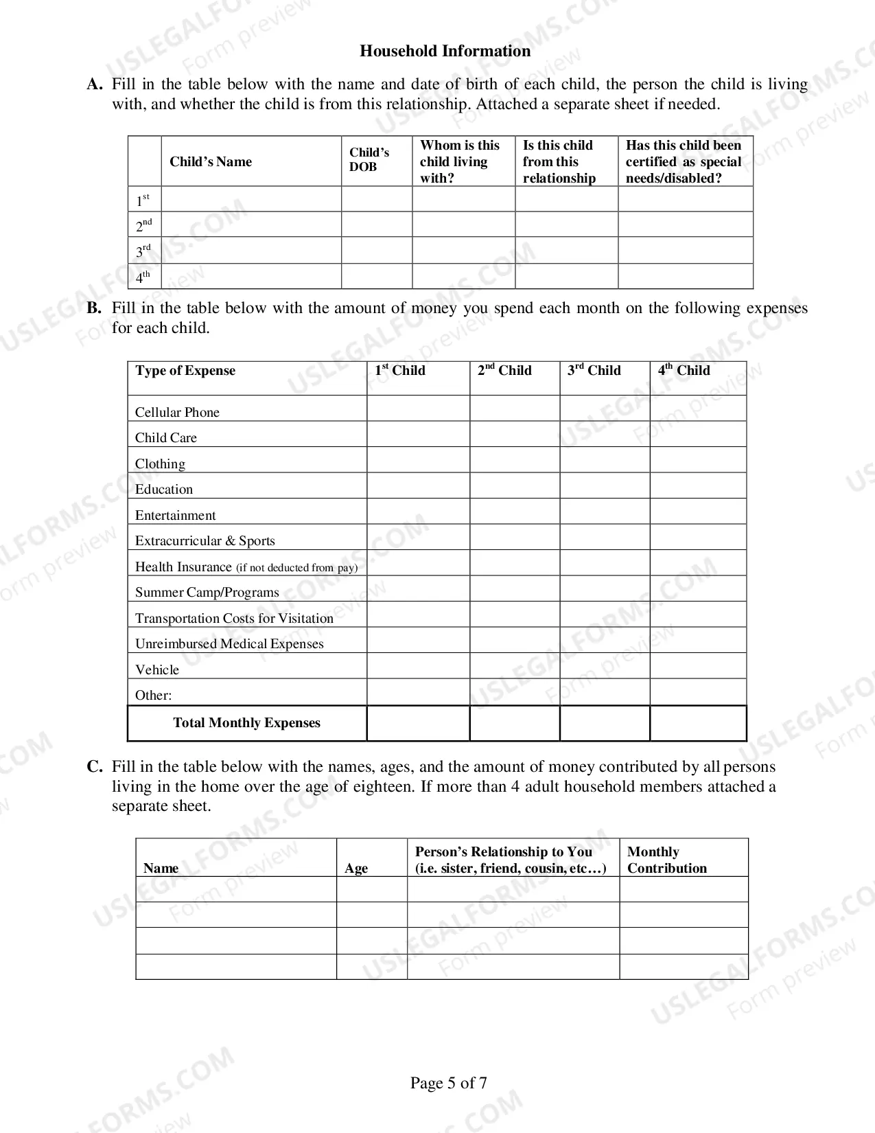 Preview General Financial Disclosure Form