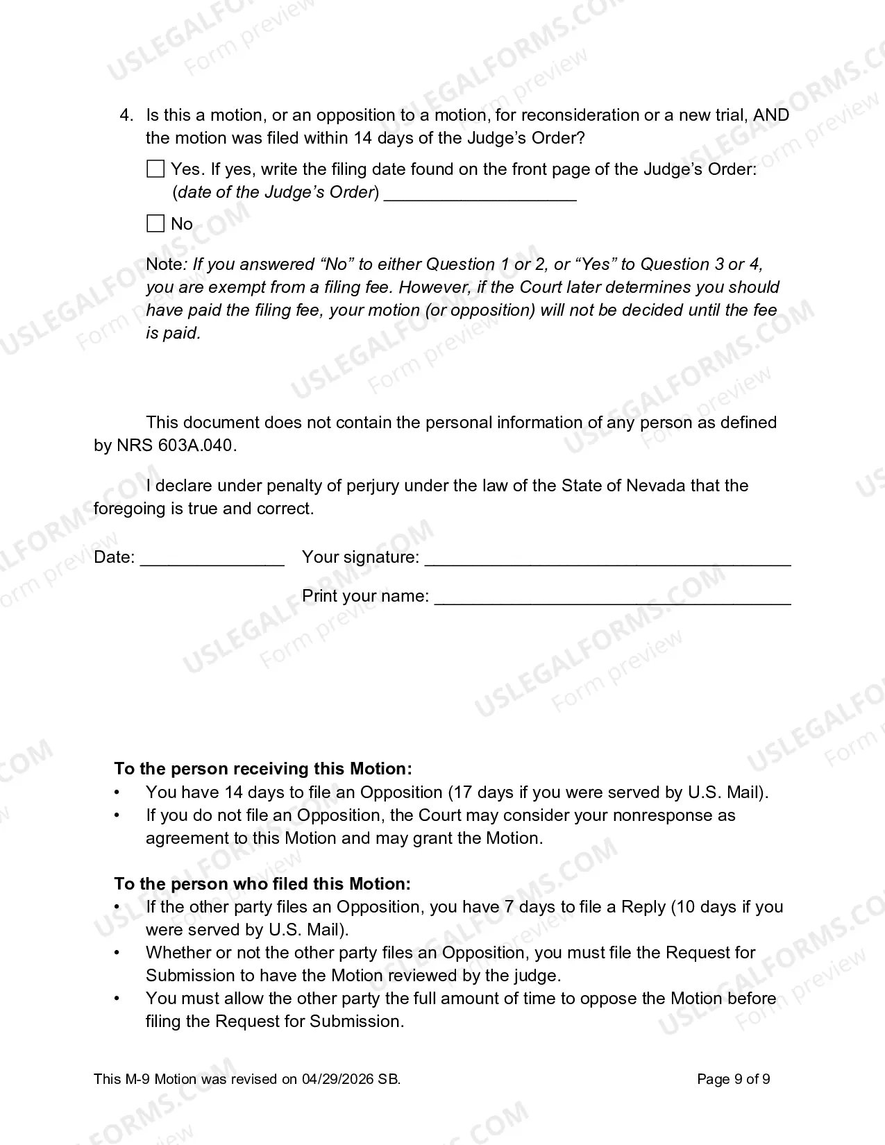 Preview M-9 Motion to Relocate