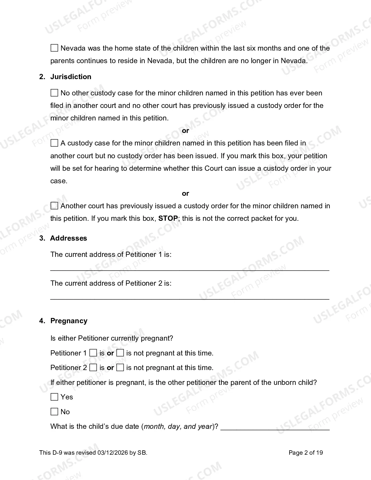 Preview D-9 Joint Petition to Establish Custody and Visitation