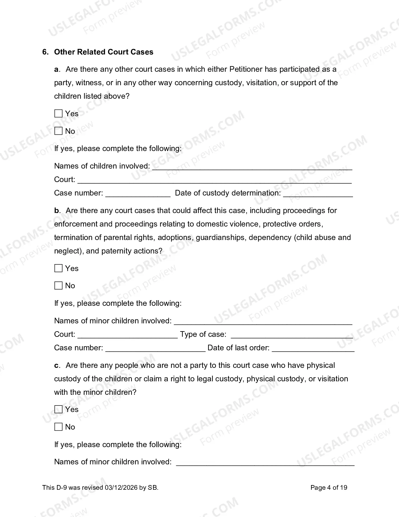 Preview D-9 Joint Petition to Establish Custody and Visitation