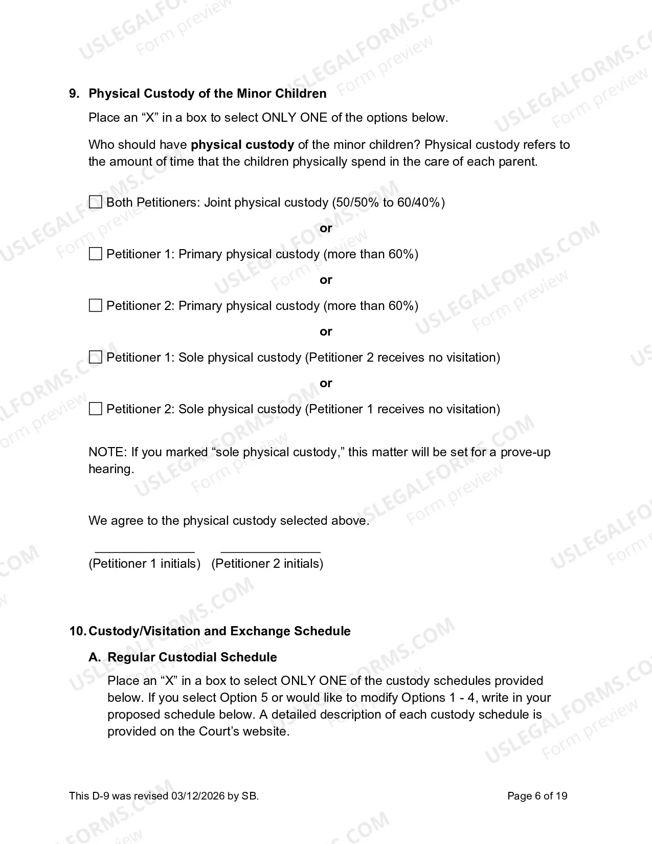 Preview D-9 Joint Petition to Establish Custody and Visitation