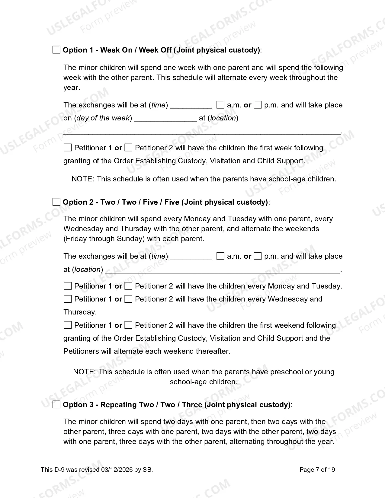 Preview D-9 Joint Petition to Establish Custody and Visitation