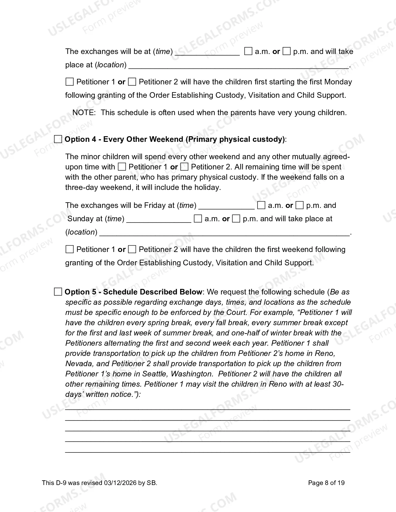 Preview D-9 Joint Petition to Establish Custody and Visitation