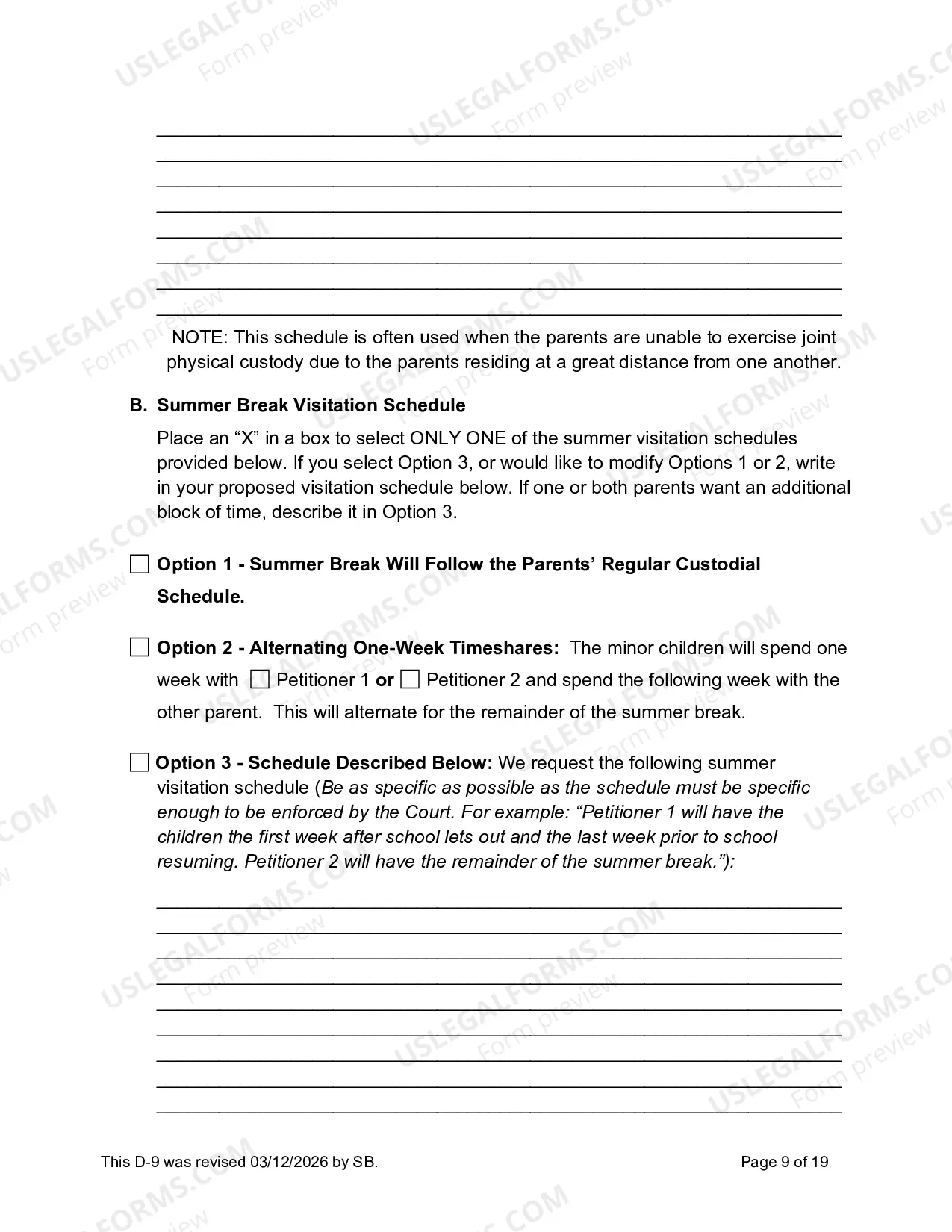 Preview D-9 Joint Petition to Establish Custody and Visitation