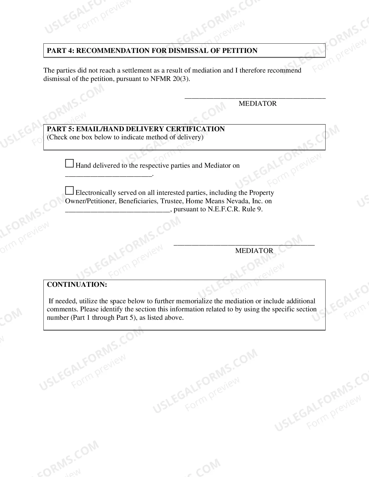 Preview Foreclosure - Mediator's Statement