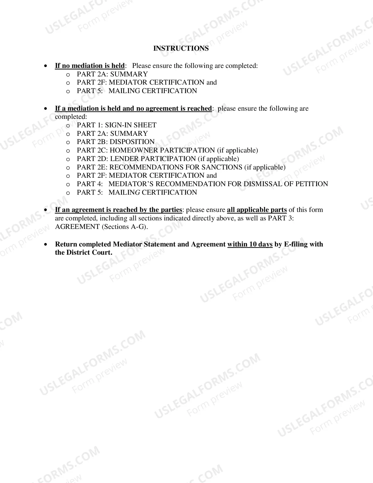 Preview Foreclosure - Mediator's Statement
