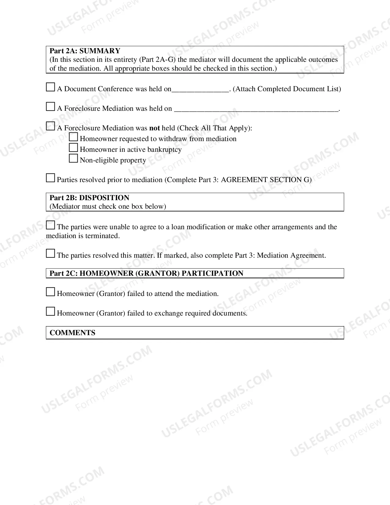 Preview Foreclosure - Mediator's Statement