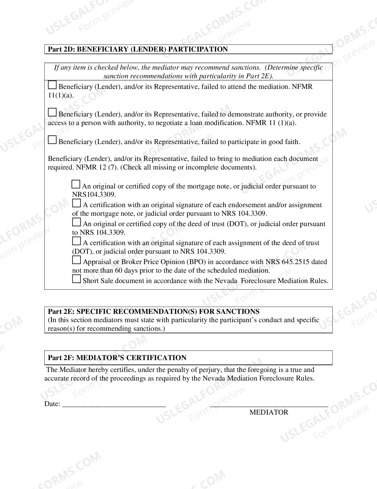 Preview Foreclosure - Mediator's Statement