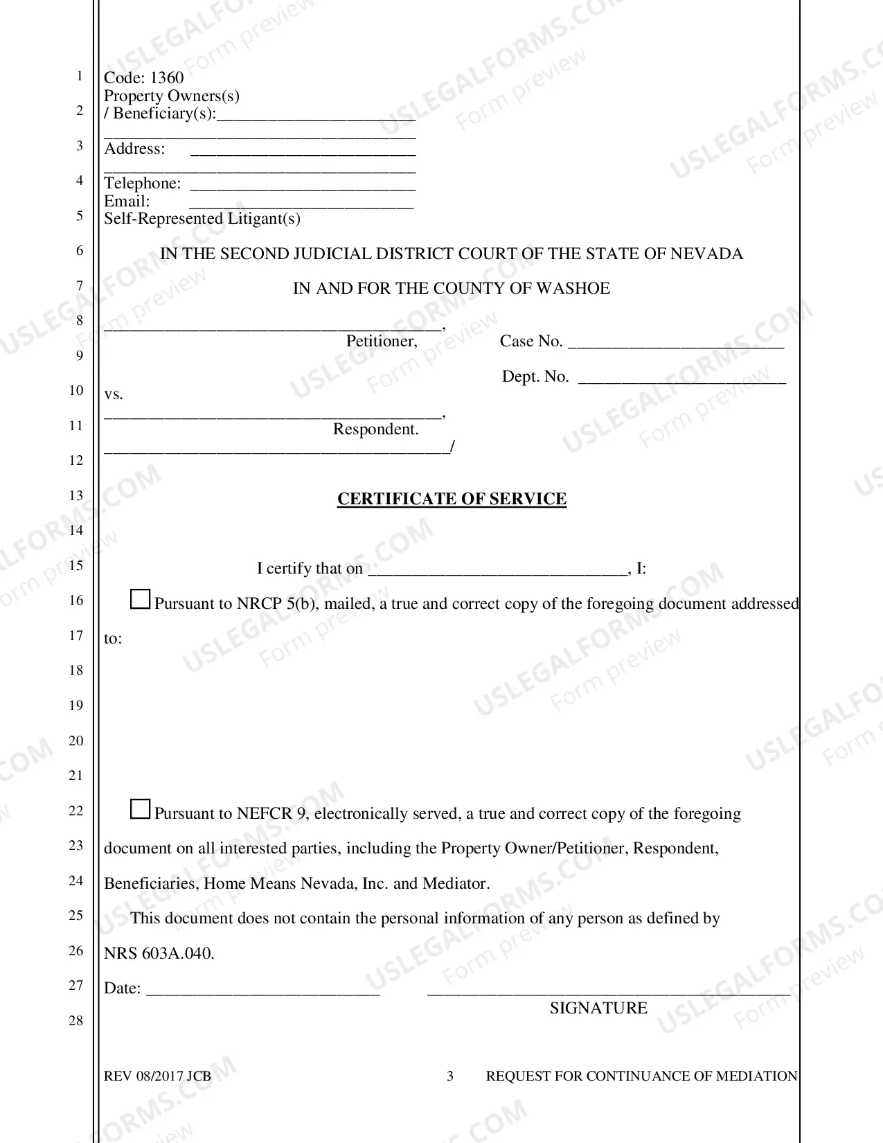 Preview Foreclosure - Request for Continuance