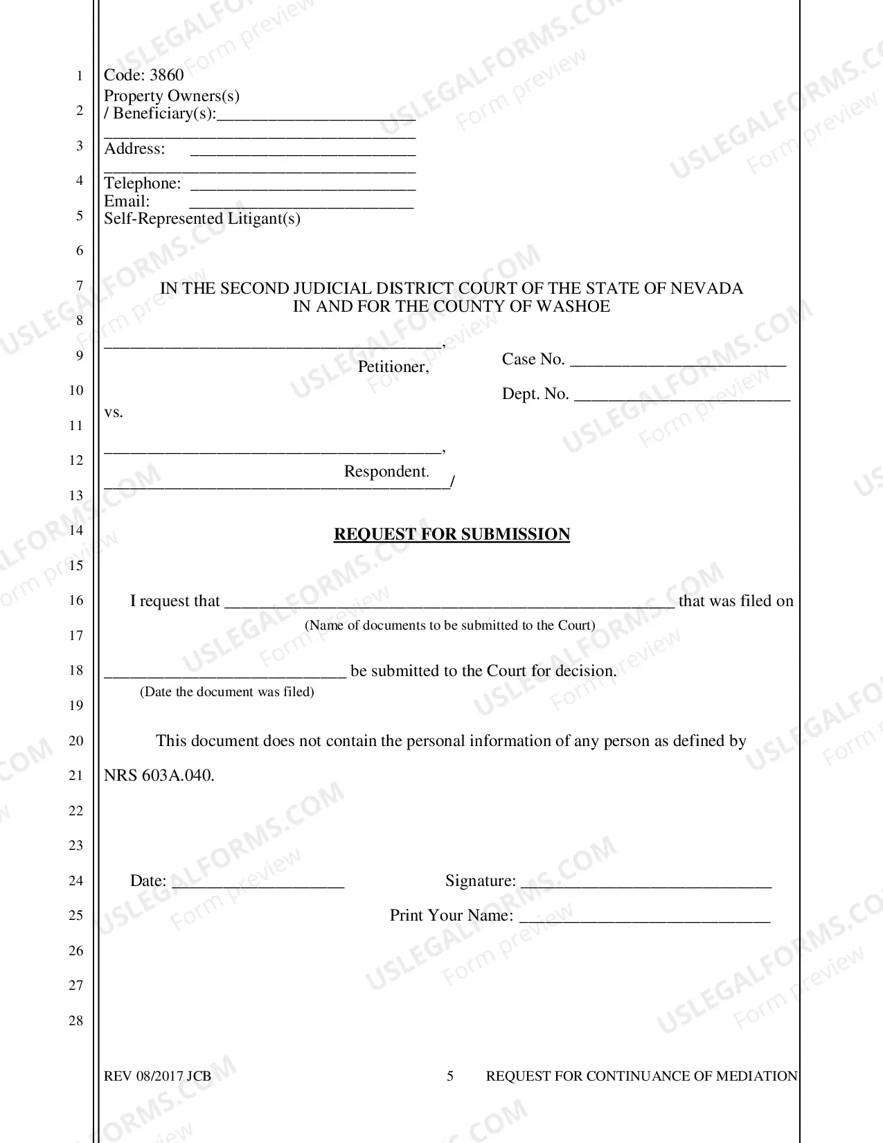 Preview Foreclosure - Request for Continuance