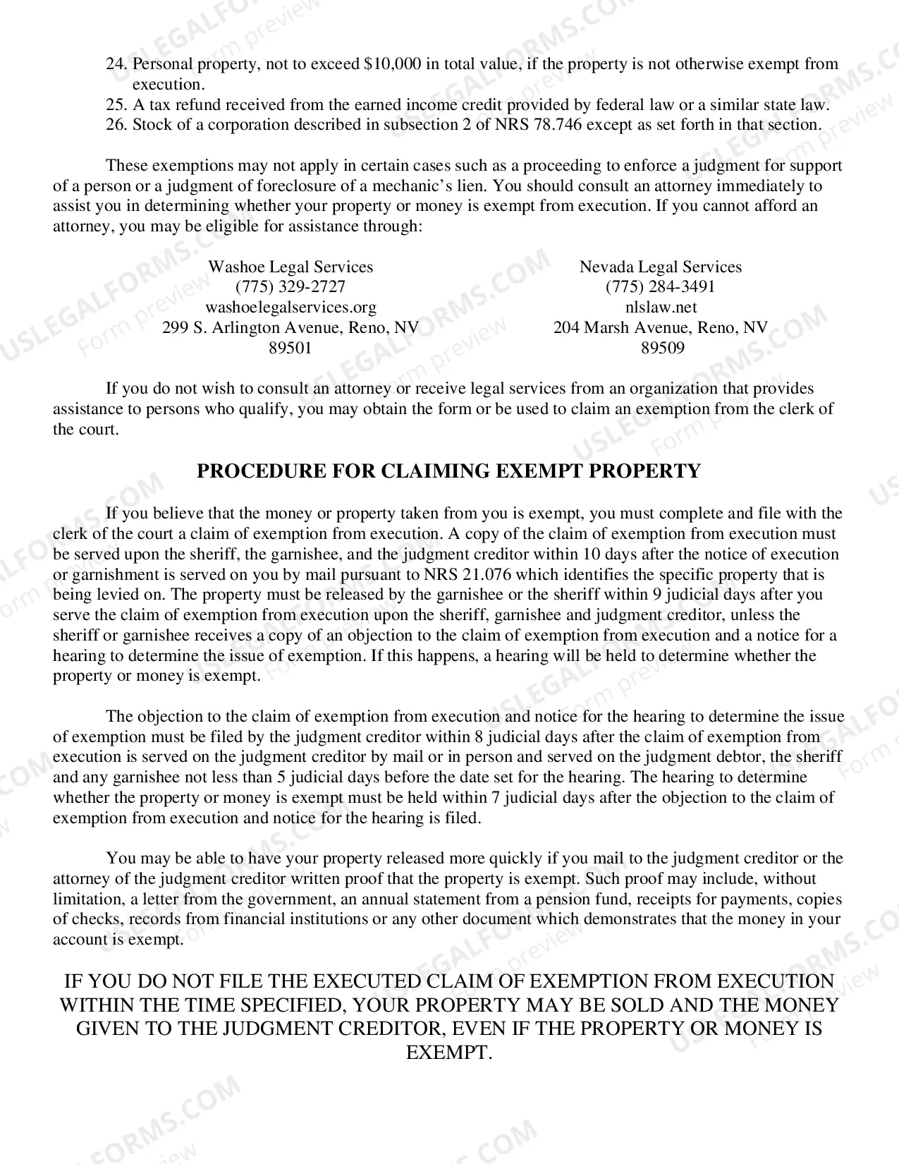 Preview Notice of Execution