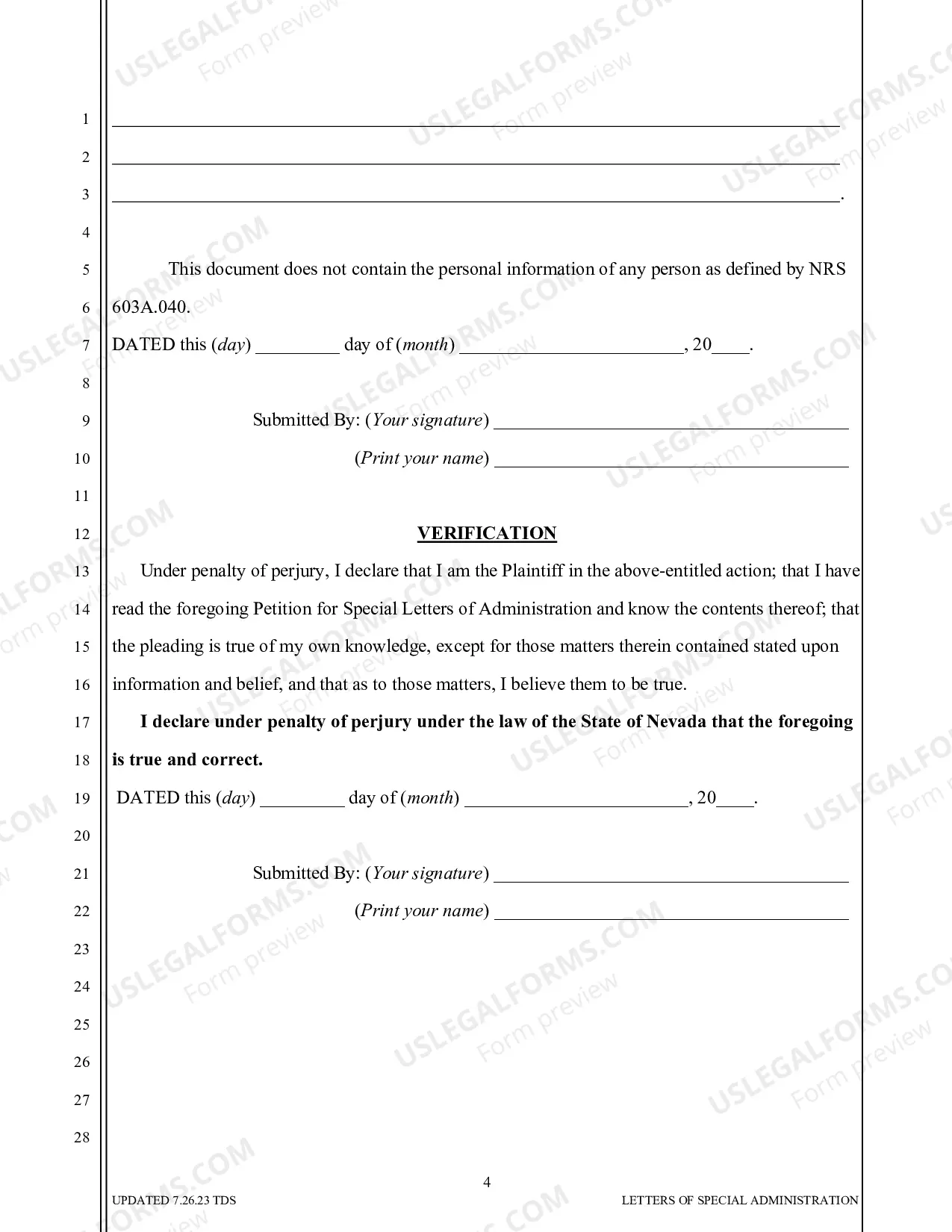 Preview PR-4 Petition for Letters of Special Administration
