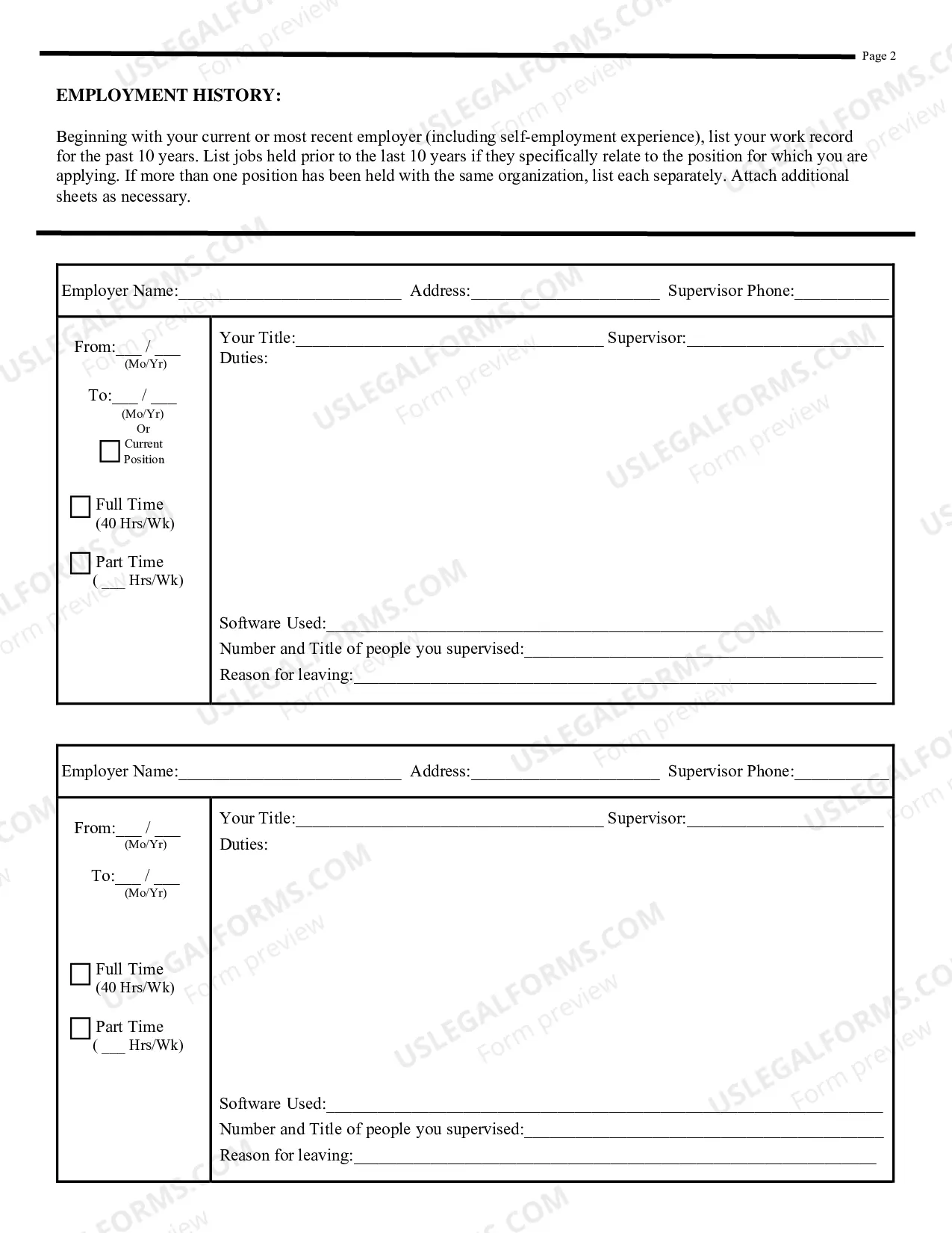 Preview Employment Application
