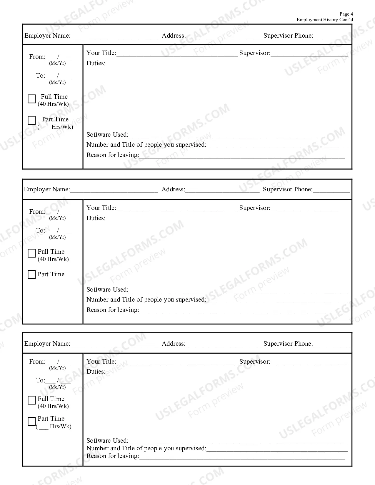 Preview Employment Application
