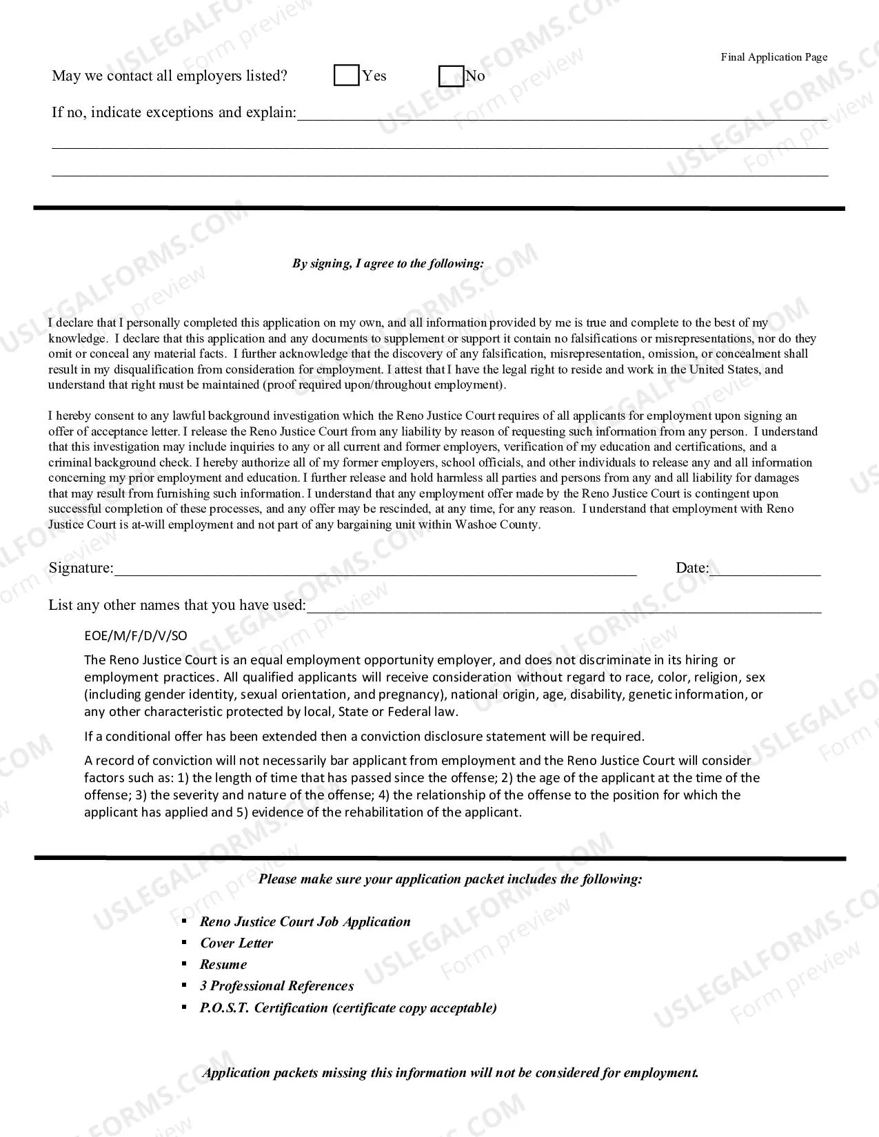 Preview Employment Application