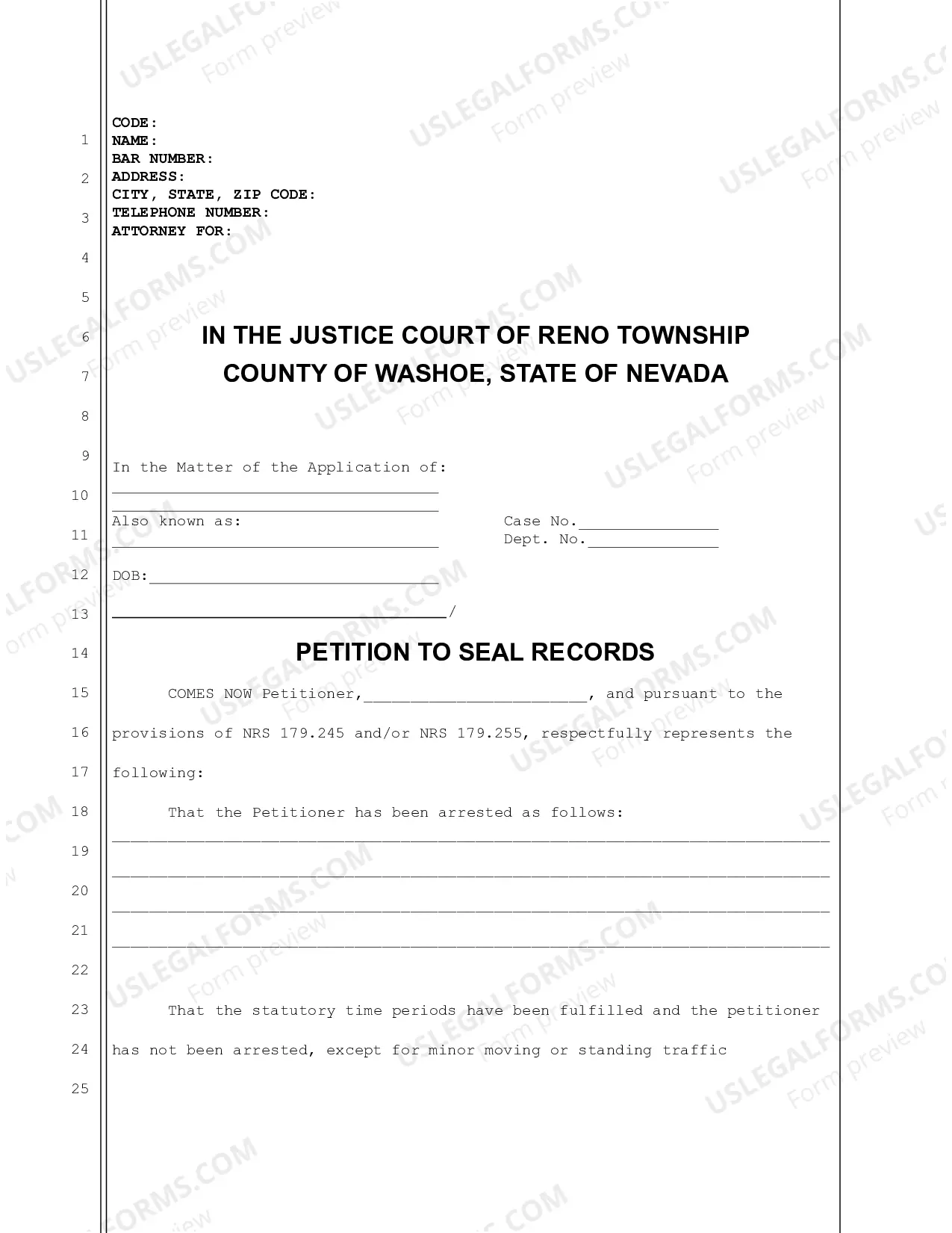 Preview Request to Seal Records