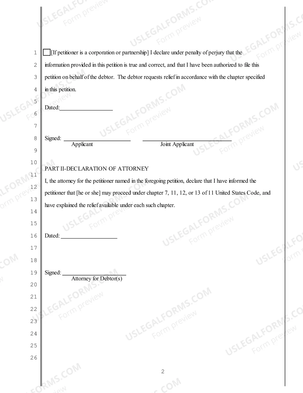 Preview Declaration Re Electronic Filing of Petition Schedules Statements And Plan