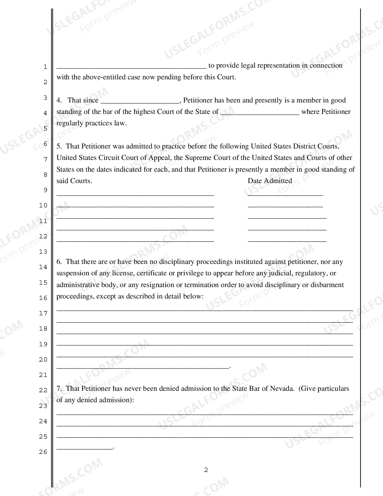 Preview Verified Petition for Permission to Practice in this Case Only By Attorney Not Admitted to the Bar of this Court - Bankruptcy