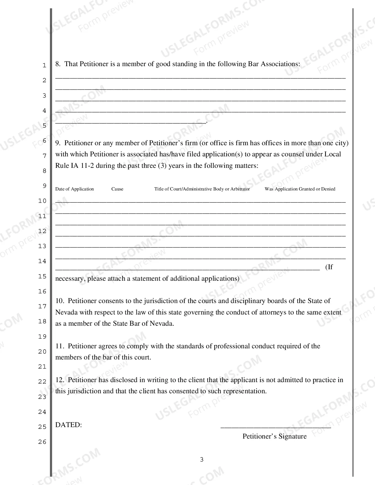 Preview Verified Petition for Permission to Practice in this Case Only By Attorney Not Admitted to the Bar of this Court - Bankruptcy