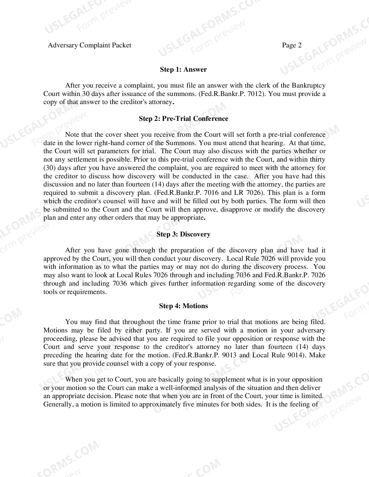 Preview Adversary Complaint Packet