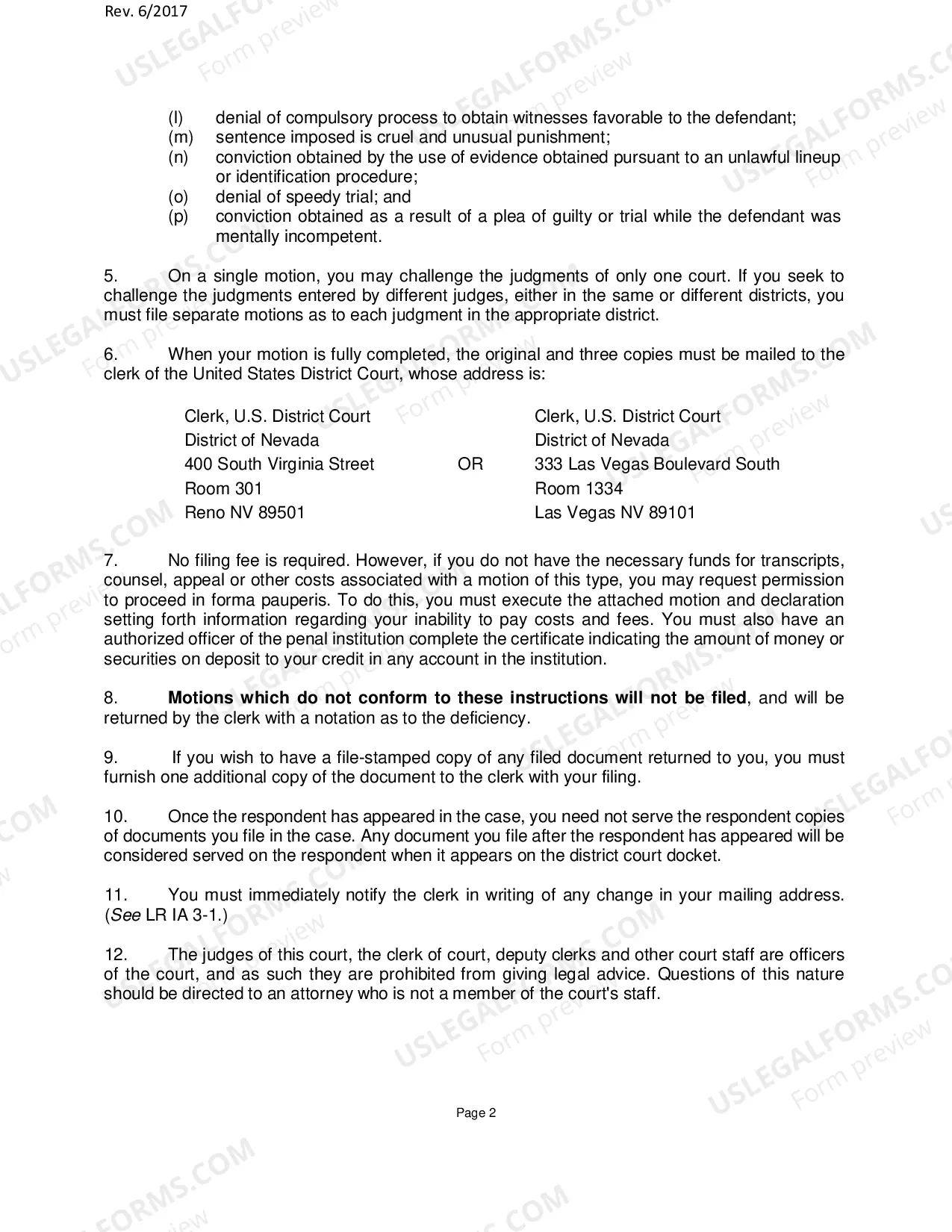 Preview Information and Instructions for filing a Motion to Vacate Sentence Pursuant To 28 U.S.C. ?2255