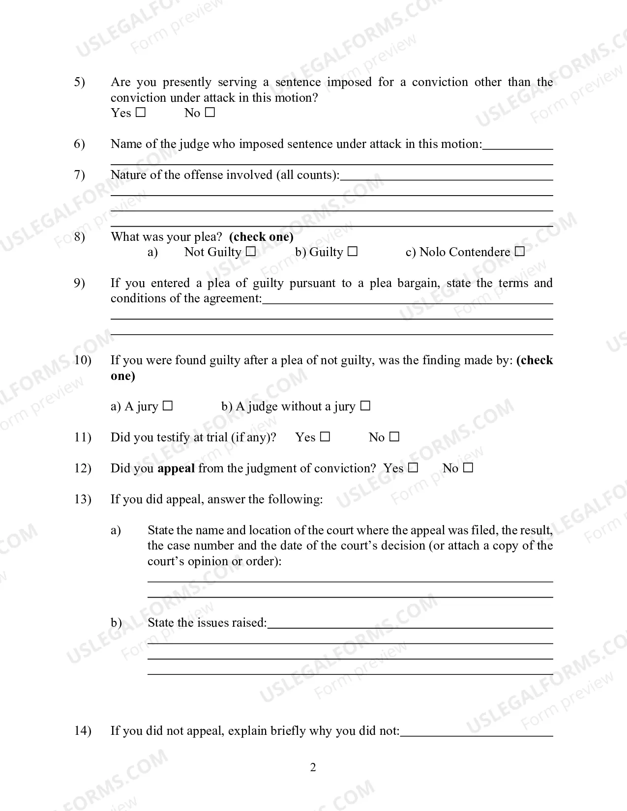 Preview Information and Instructions for filing a Motion to Vacate Sentence Pursuant To 28 U.S.C. ?2255
