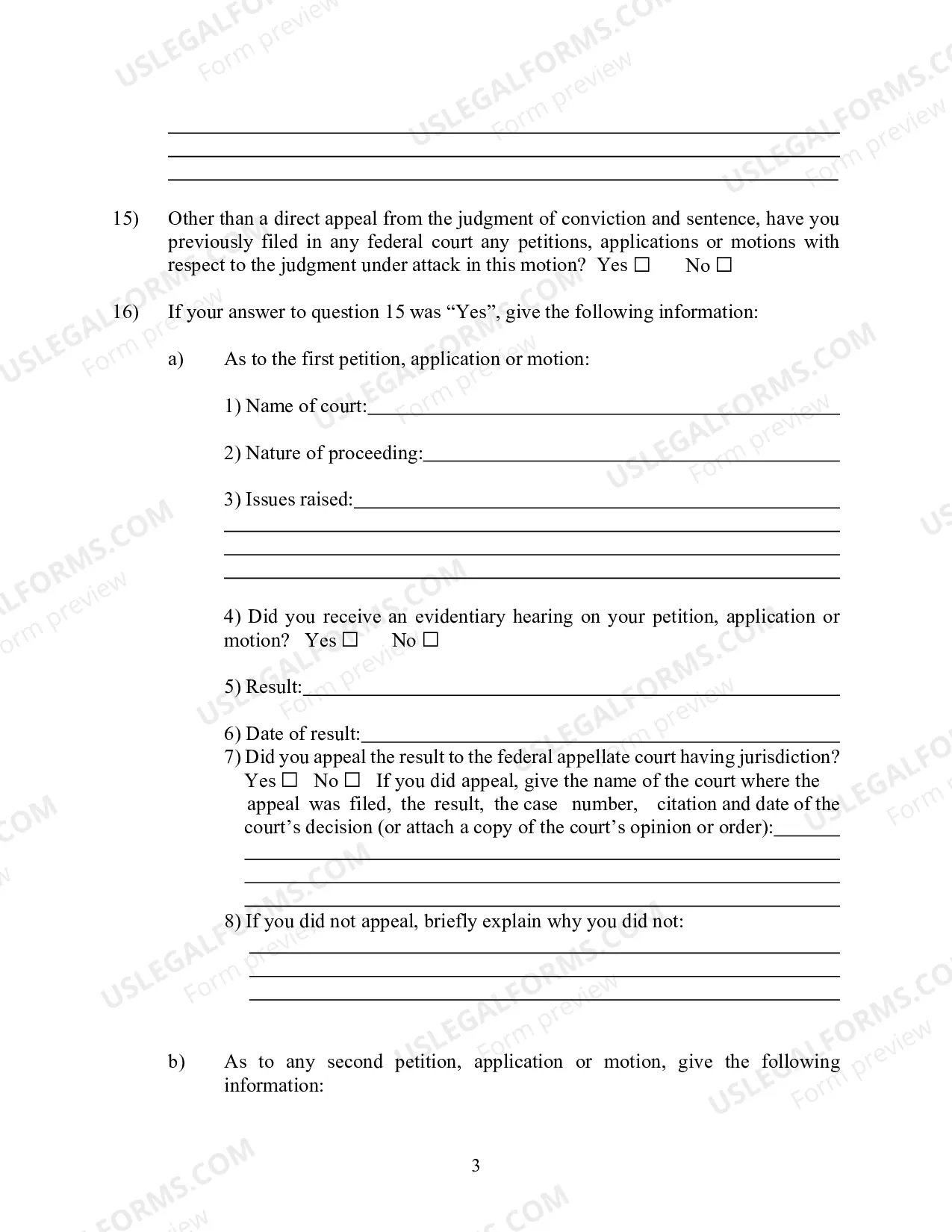 Preview Information and Instructions for filing a Motion to Vacate Sentence Pursuant To 28 U.S.C. ?2255