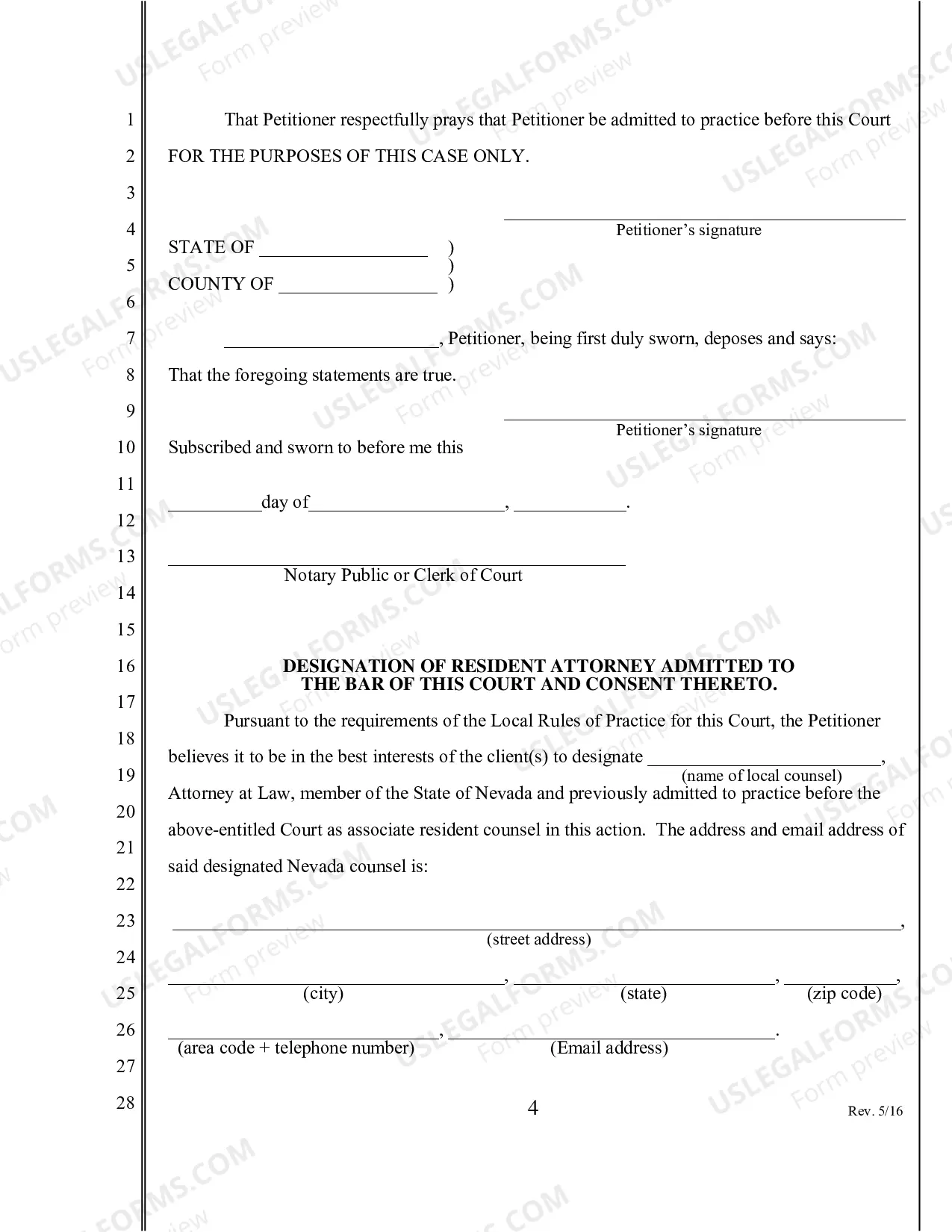 Preview Motion for Permission to Practice Pro Hac Vice and Designation of Local Counsel