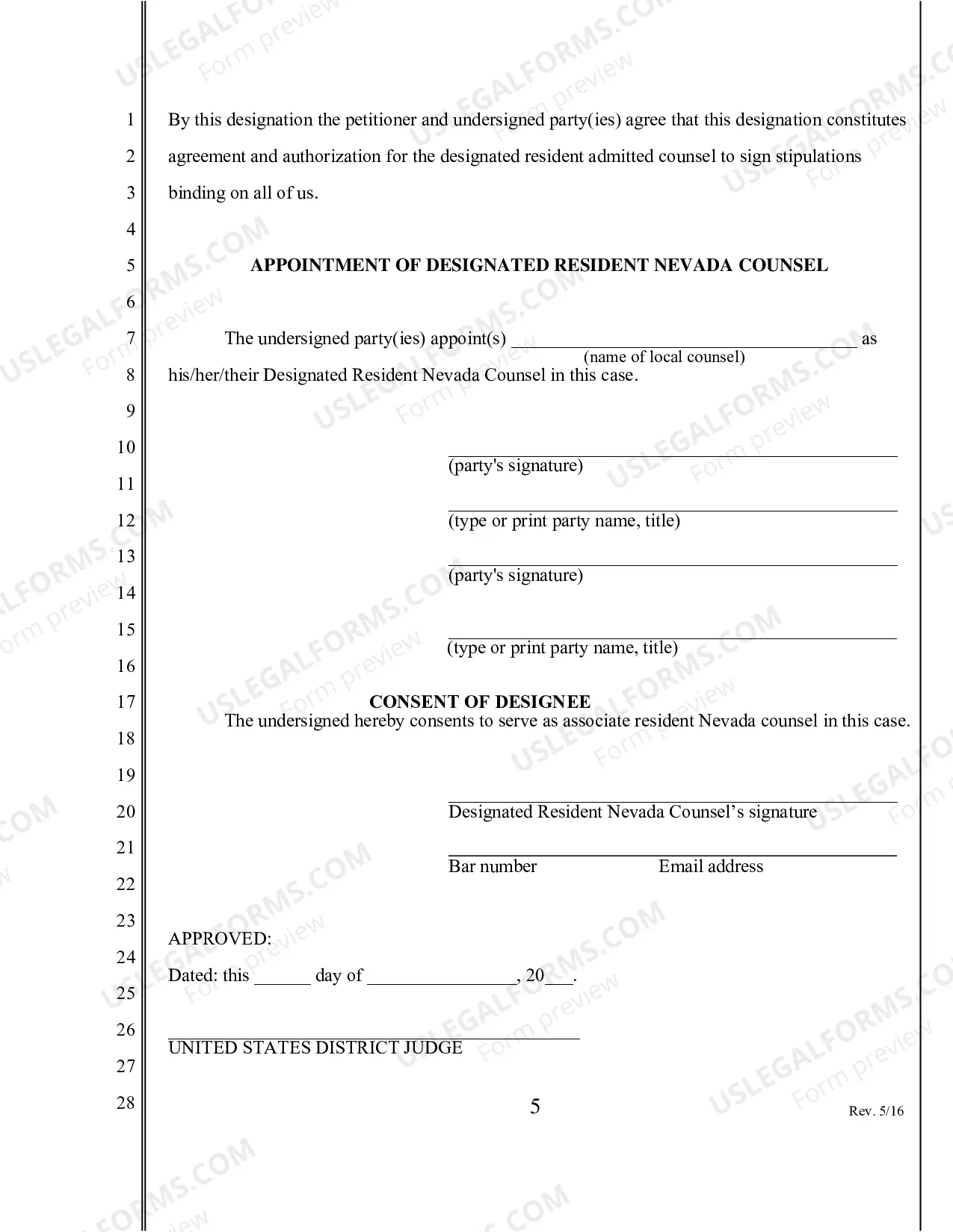 Preview Motion for Permission to Practice Pro Hac Vice and Designation of Local Counsel