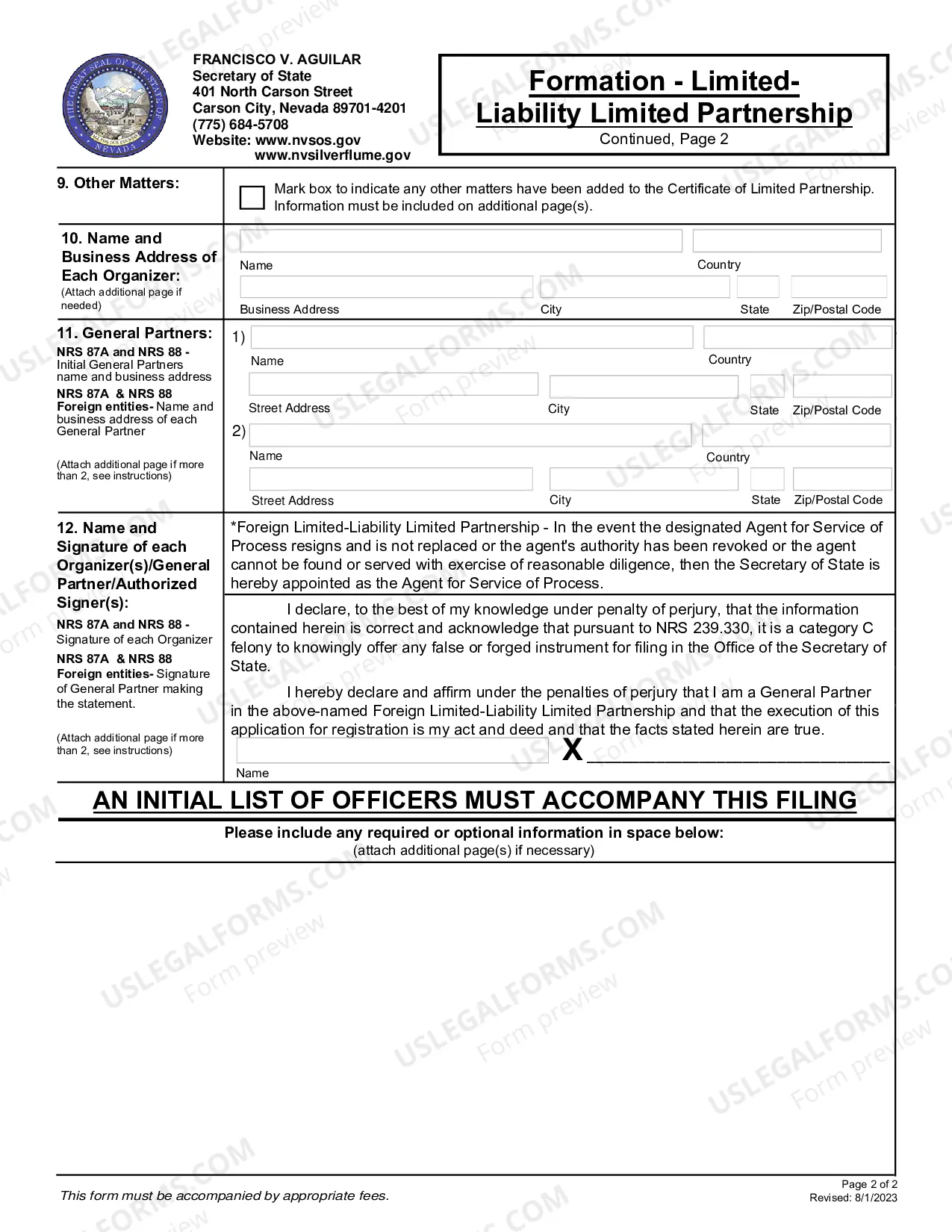 Preview (88) Foreign Limited-Liability Limited Partnership Registration(NRS CHAPTER88)