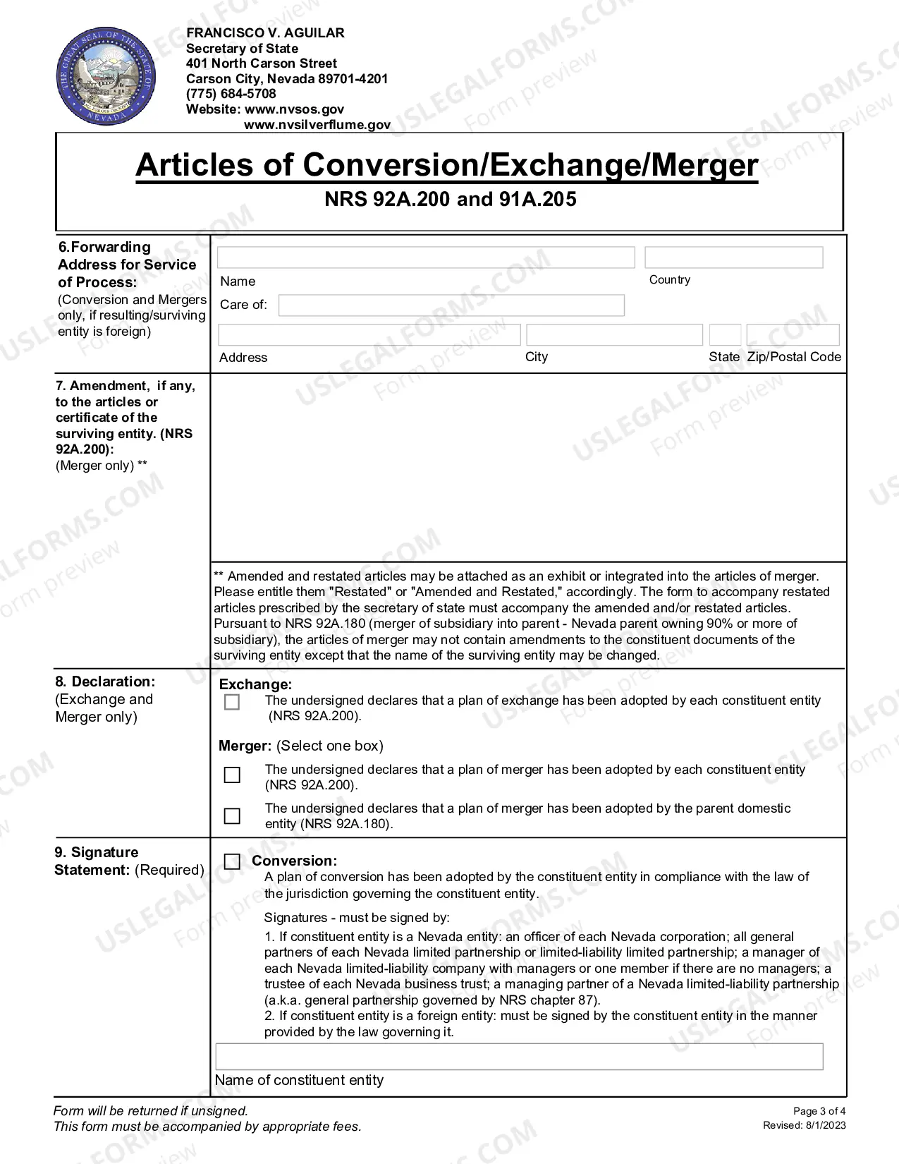 Preview Articles of Conversion(NRS CHAPTER92A)