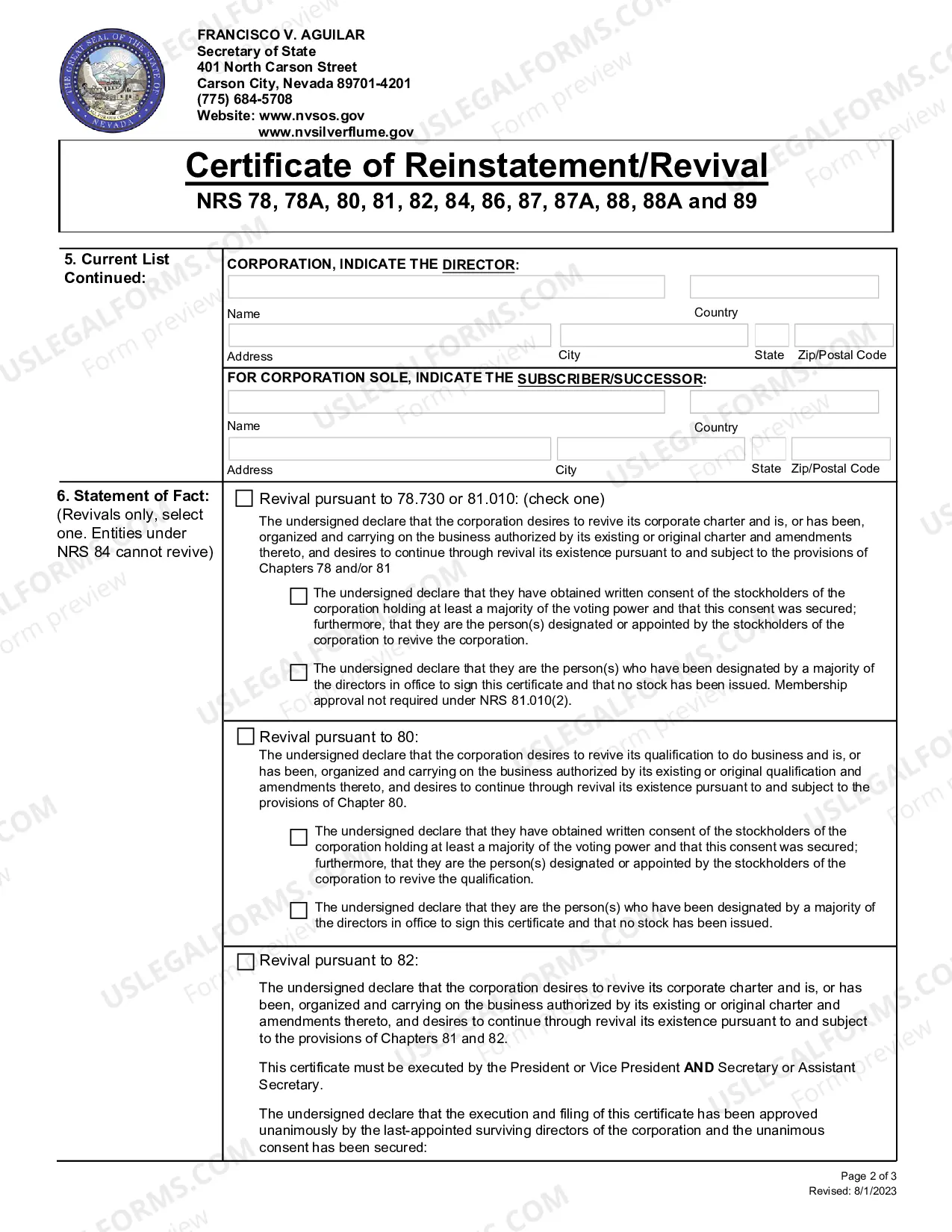 Preview (88) Limited Partnership -Foreign - Revival(NRS Chapter88) Used to revive aforeign Limited Partnership pursuant to NRS Chapter 88.