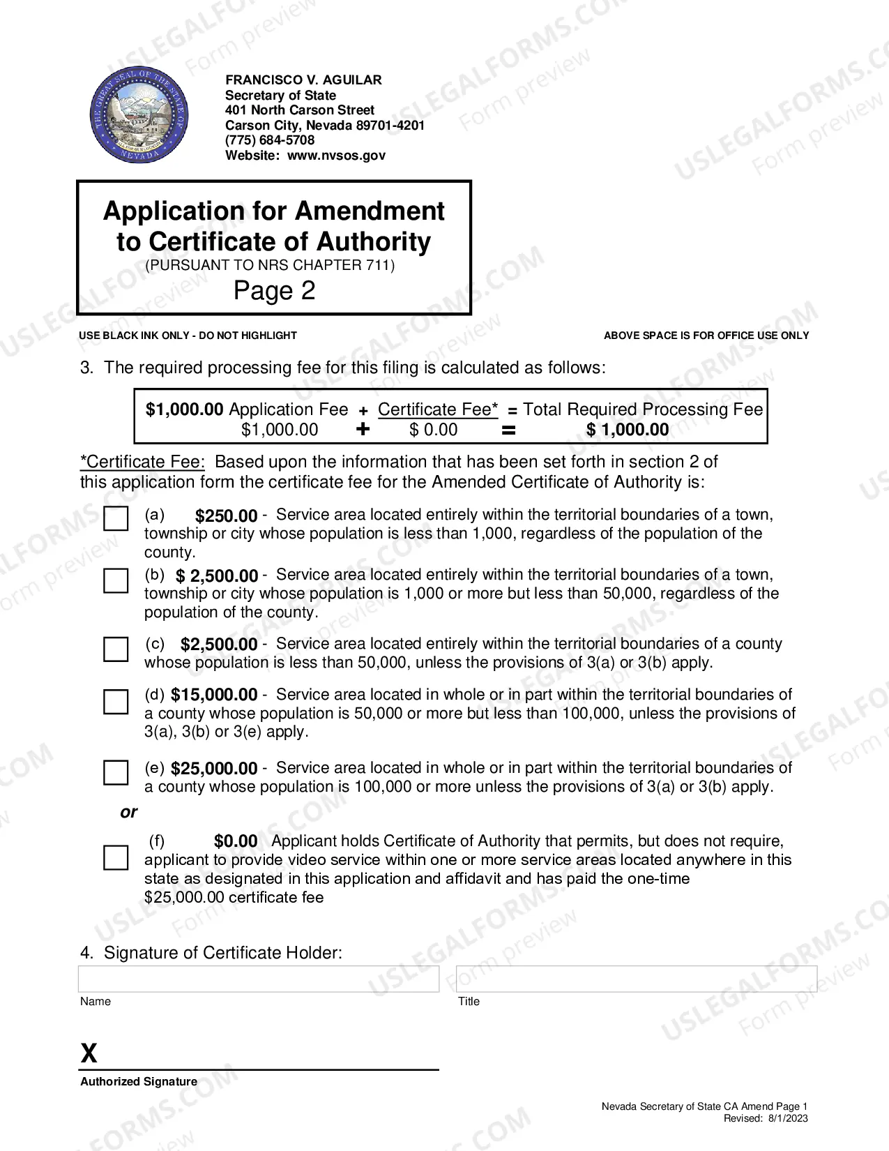 Preview Amendment to Application for Certificate of Authority