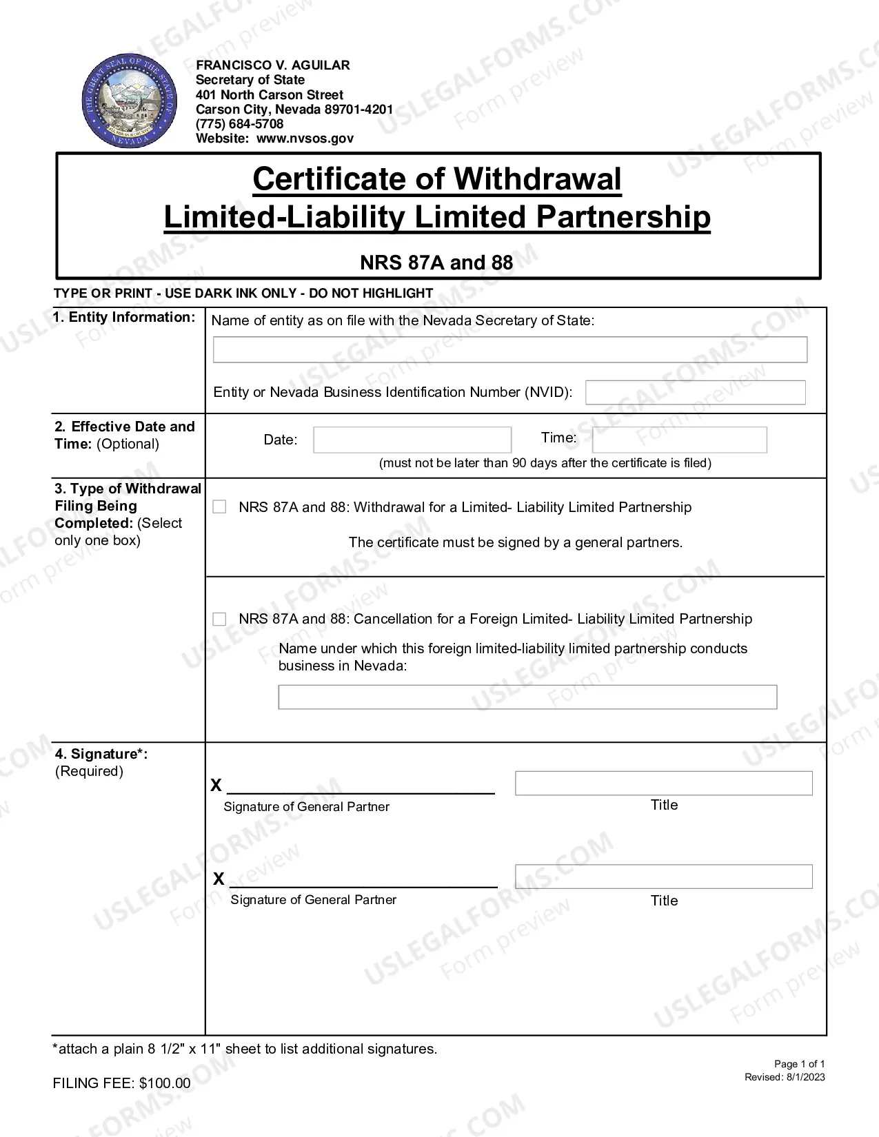 Preview (87A) Cancellation of Foreign Limited-Liability Limited Partnership(NRS CHAPTER87A)