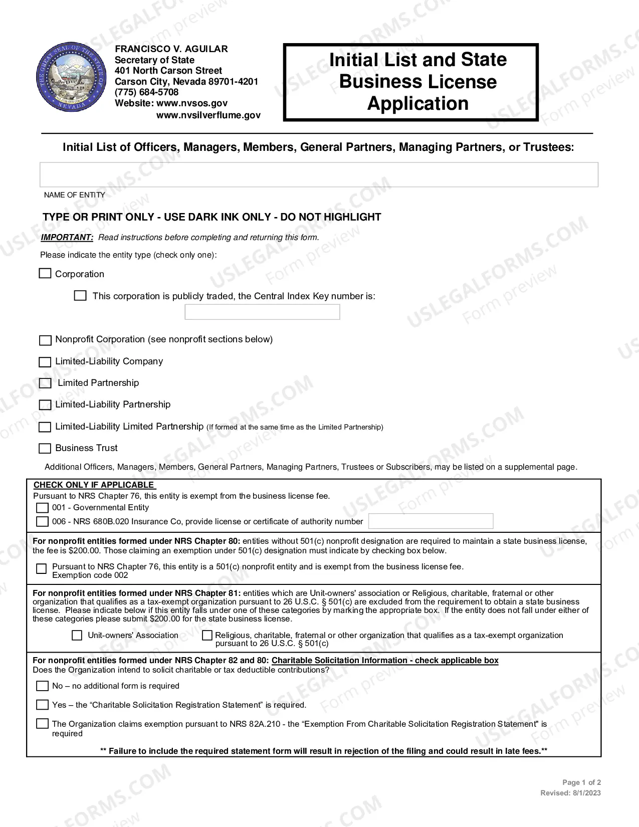 Preview Professional Corporation Filing(NRS CHAPTER89)