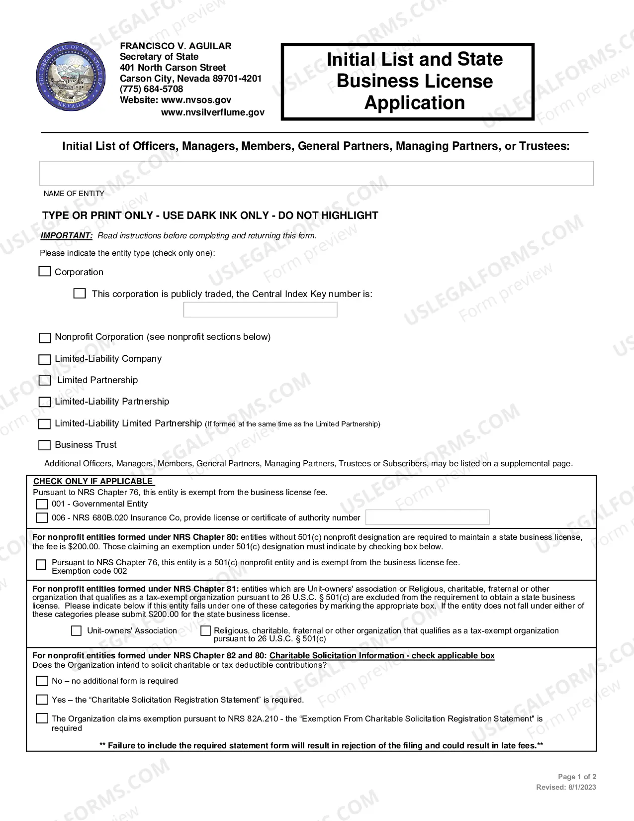 Preview Nonprofit Corporation(NRS82)