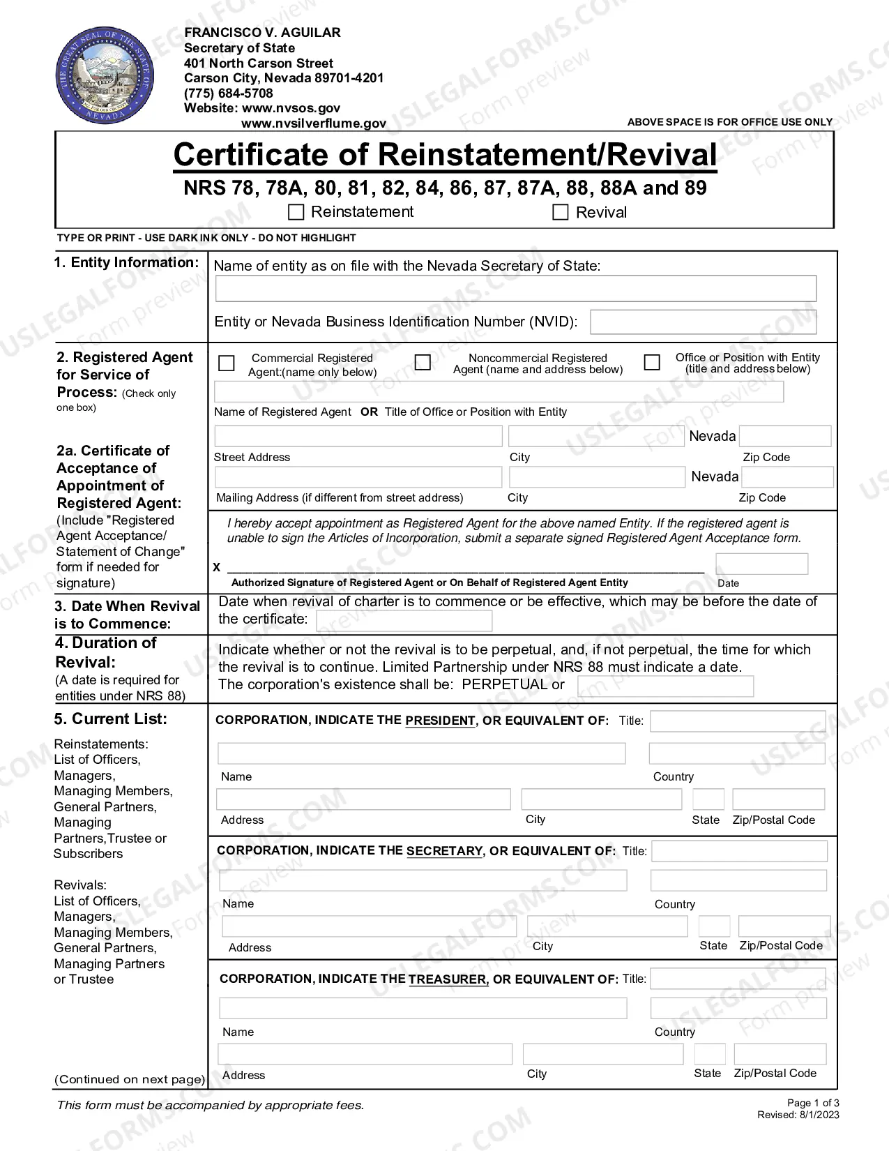 Preview Business Trust Reinstatement Packet