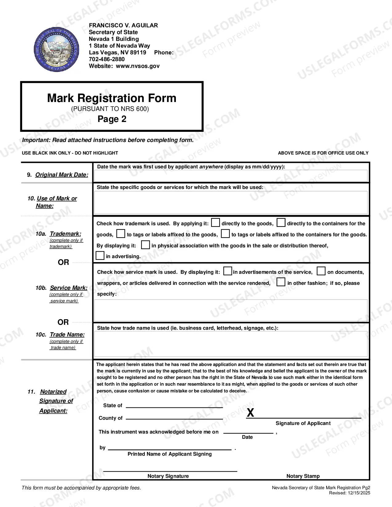 Preview Mark Registration Form