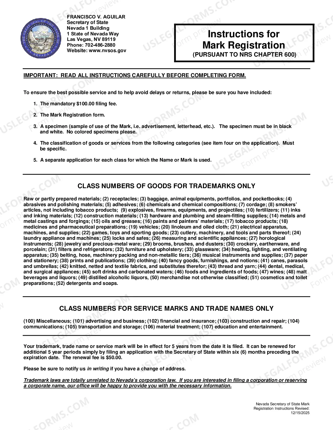 Preview Mark Registration Form