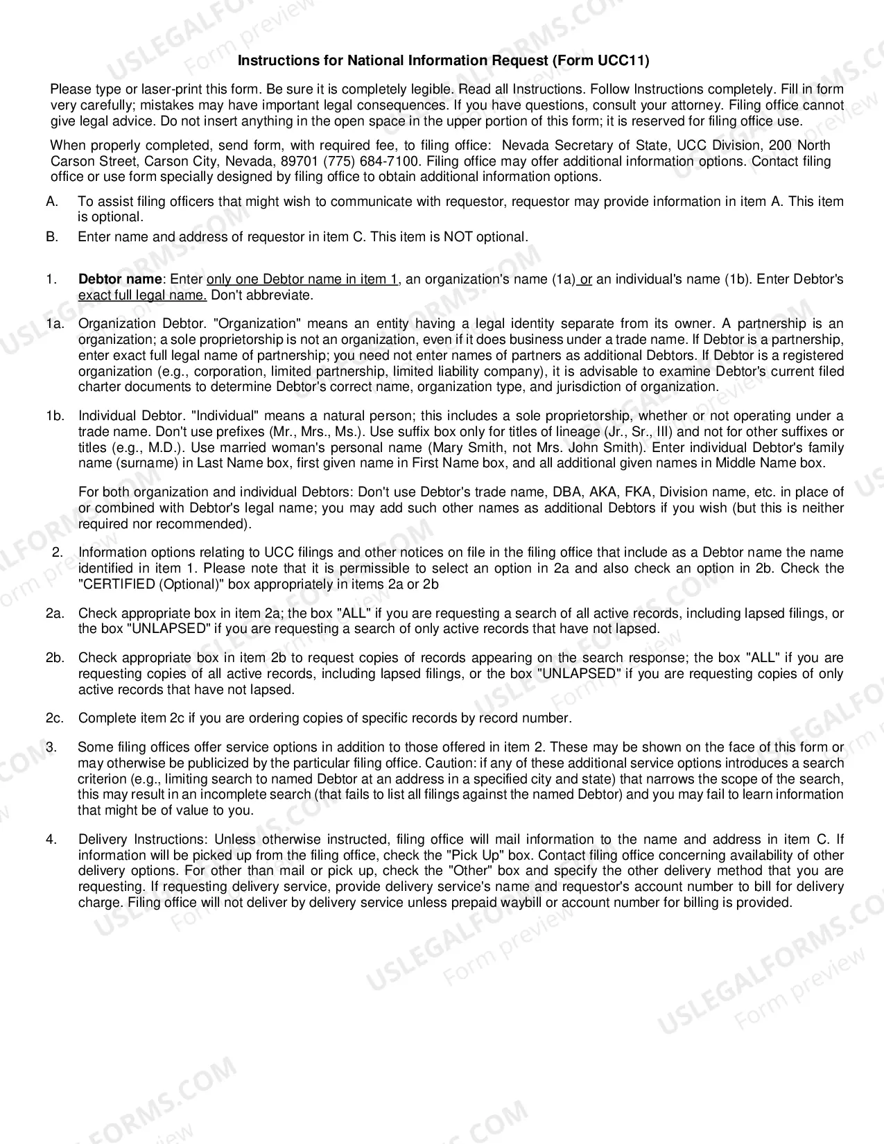 Preview Information Request (UCC11)