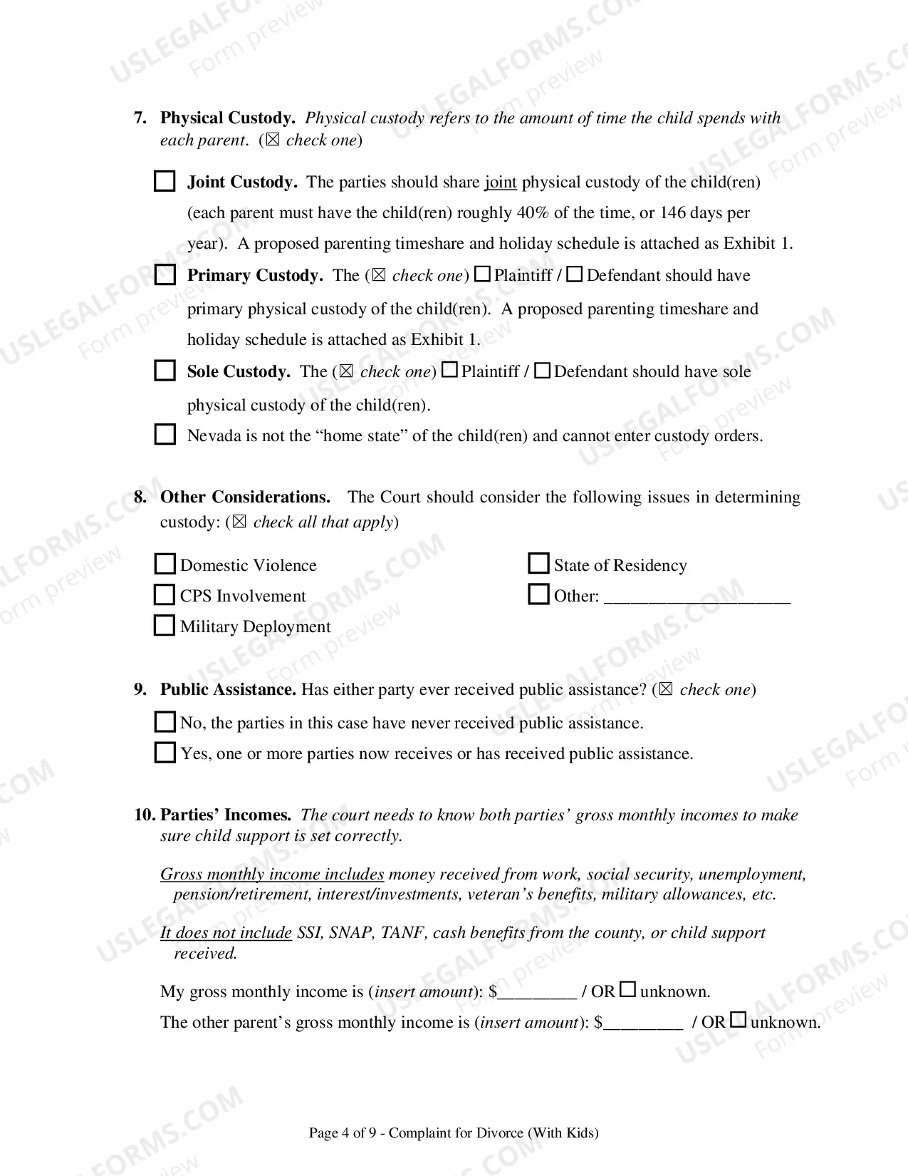 Preview Complaint For Divorce (With Children)